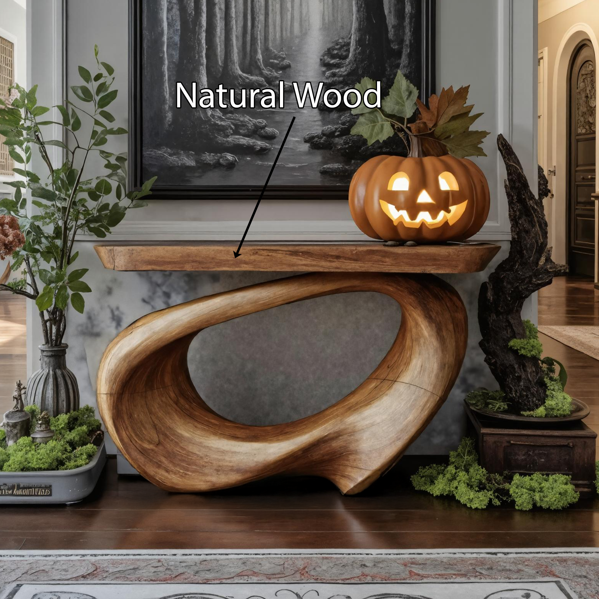 Mid Century Wooden Live Edge Coffee Table For Entryway Design Halloween Style SILDTTNHCS007