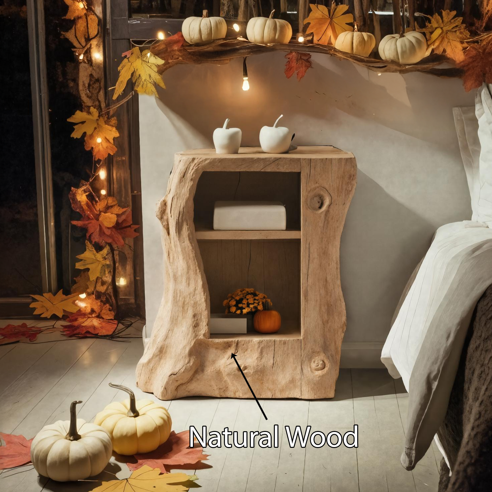 Handcrafted Solid Wood Nightstand For Bedroom Halloween Furniture SILDTTNHN002