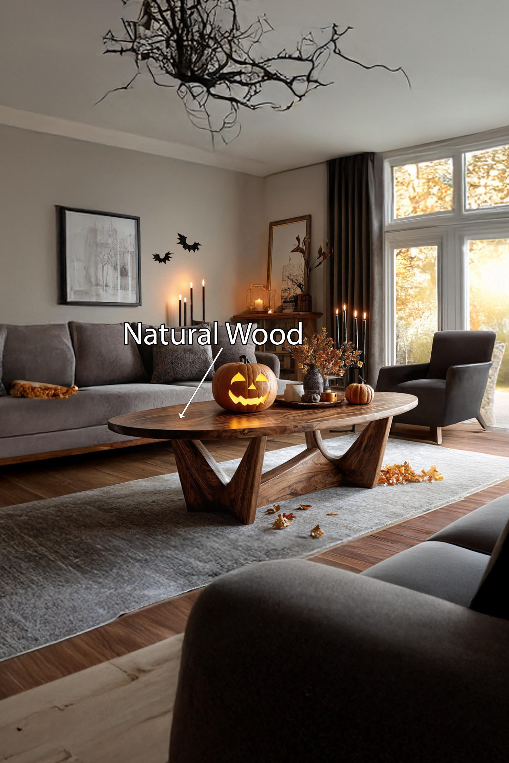 Modern Solid Wood Coffee Table Entryway Design Halloween Inspired SILDTTNHCF024