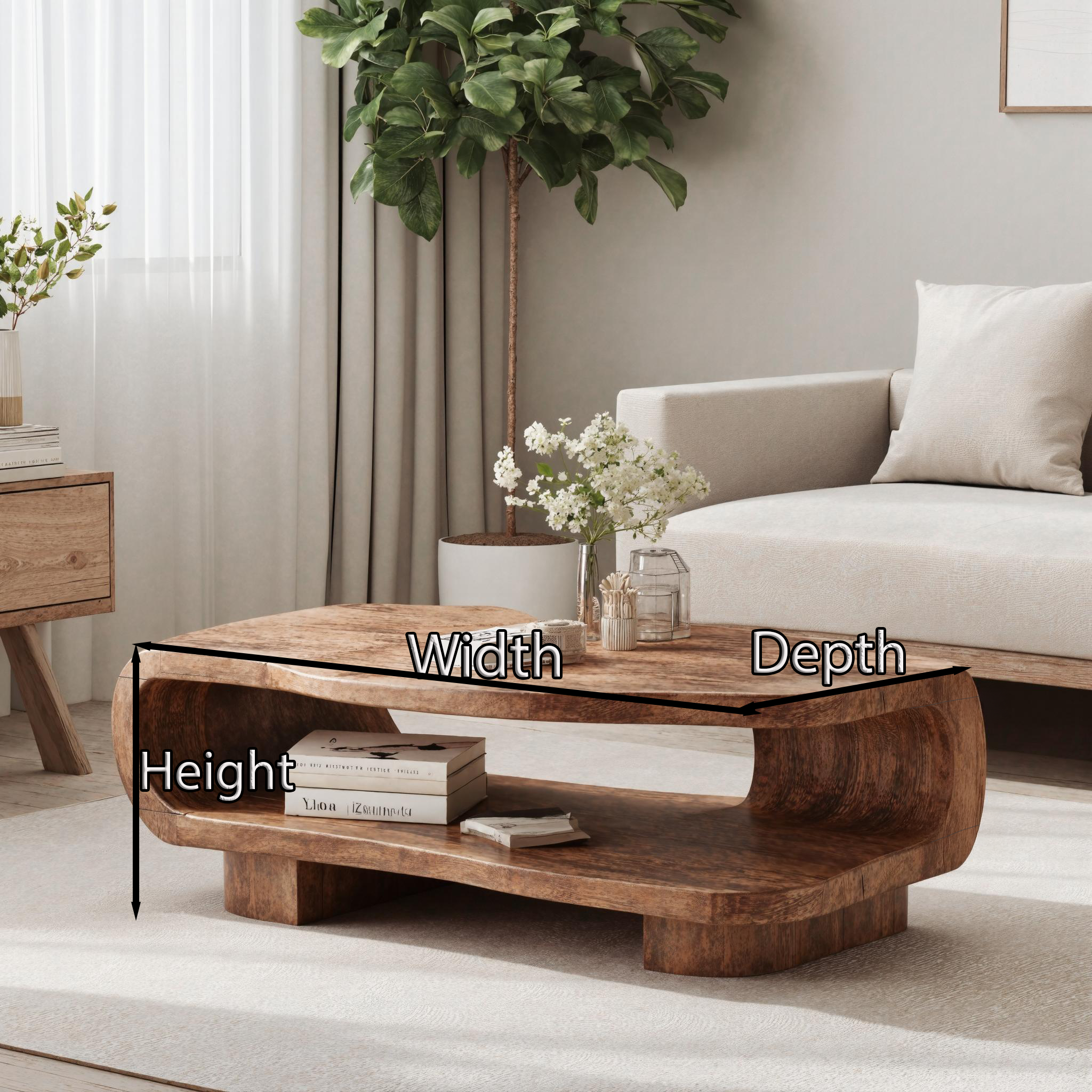 Farmhouse Wooden Coffee Table For Entryway Accent SILDTCF139