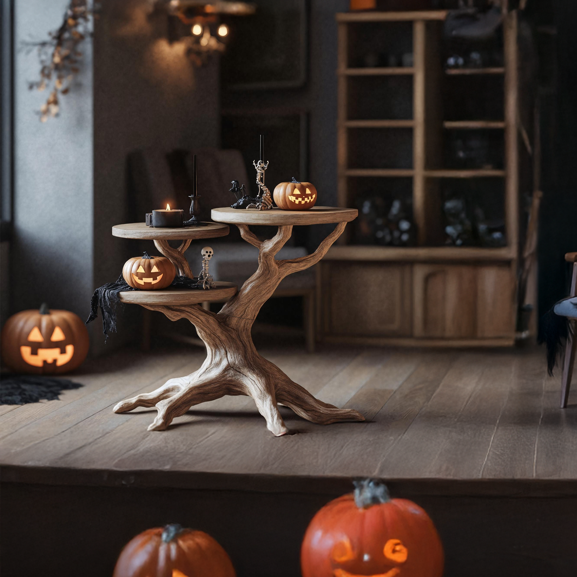 Farmhouse Solid Wood End Table For Living Room Gothic Autumn Wall Decor SILDTTRHEN014