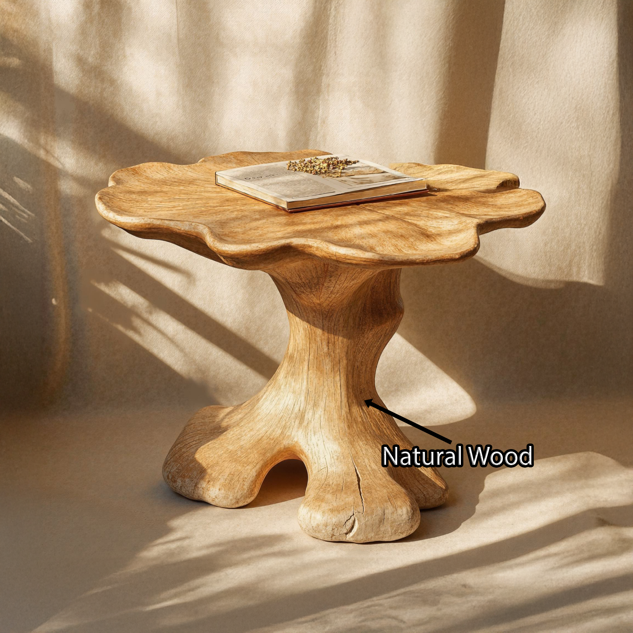 Handcrafted Wood Mushroom End Table For Bedroom Romantic Atmosphere SILDTEN104