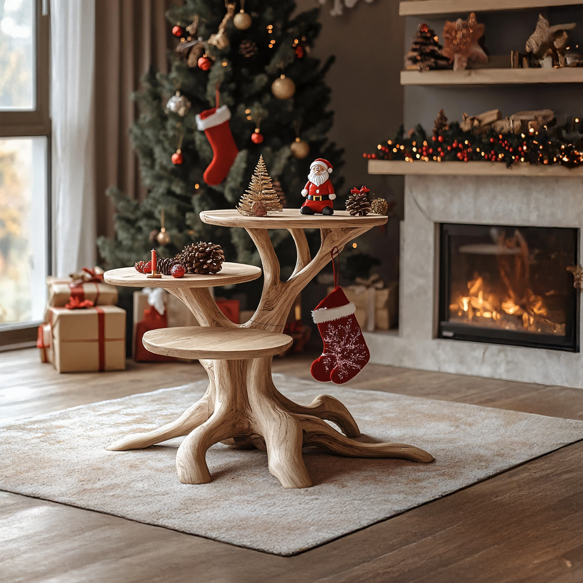 Rustic Wooden End Table For Entryway Design Festive Wall Display SILDTTRENC004