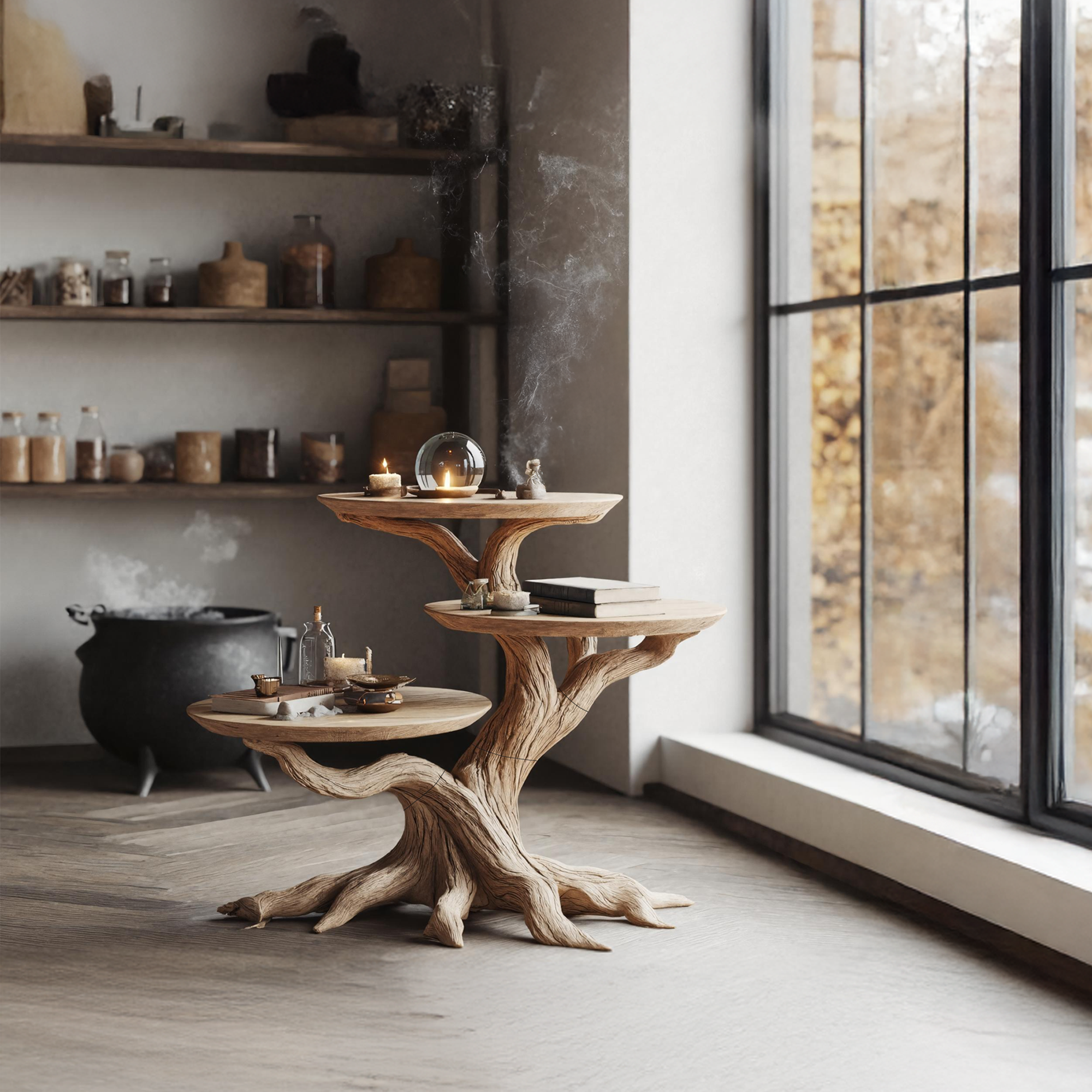 Farmhouse Round End Table For Living Room Decor Haunted Home Accent SILDTTRHEN006