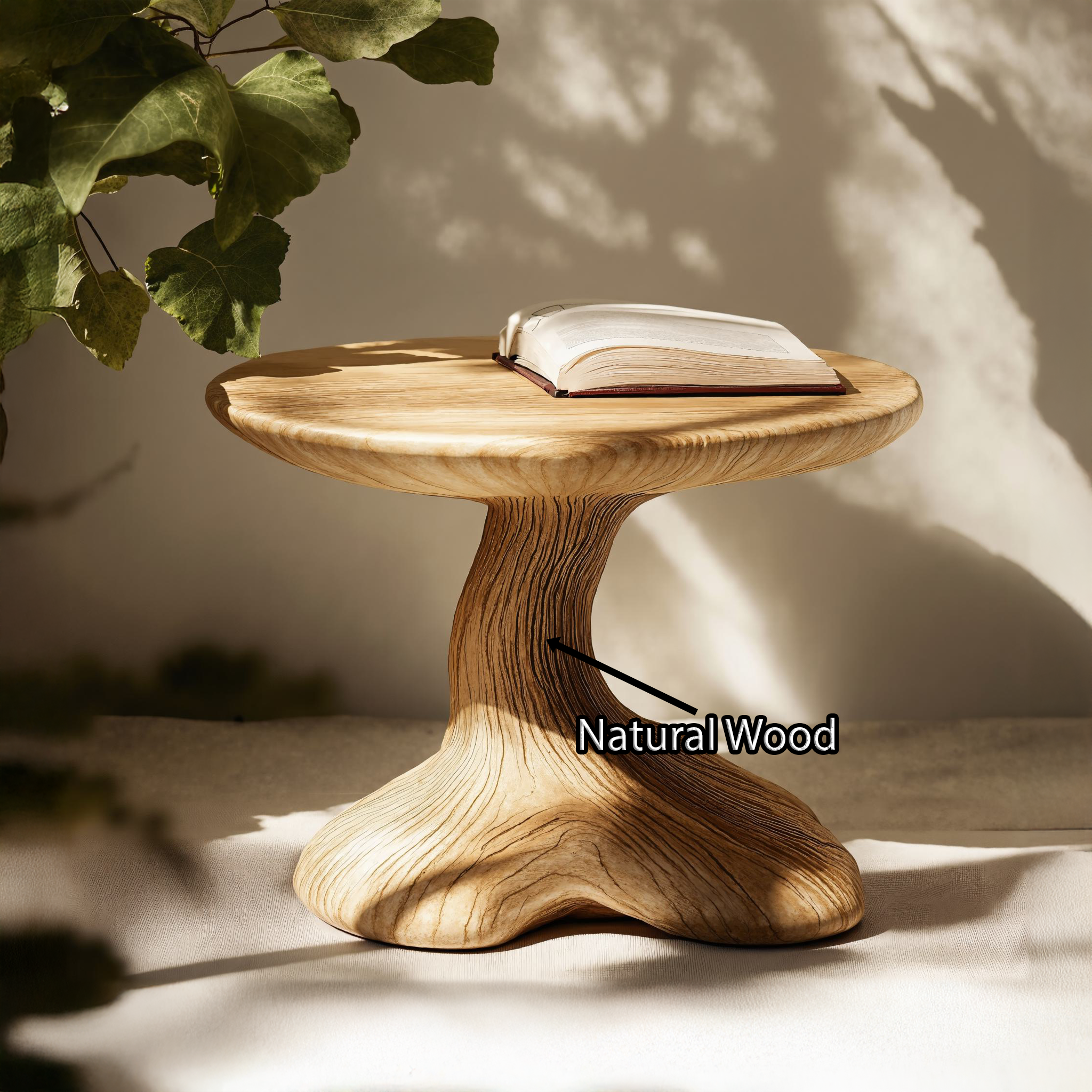 Handcrafted Wood Mushroom End Table For Lounge Area Rustic Charm SILDTEN098