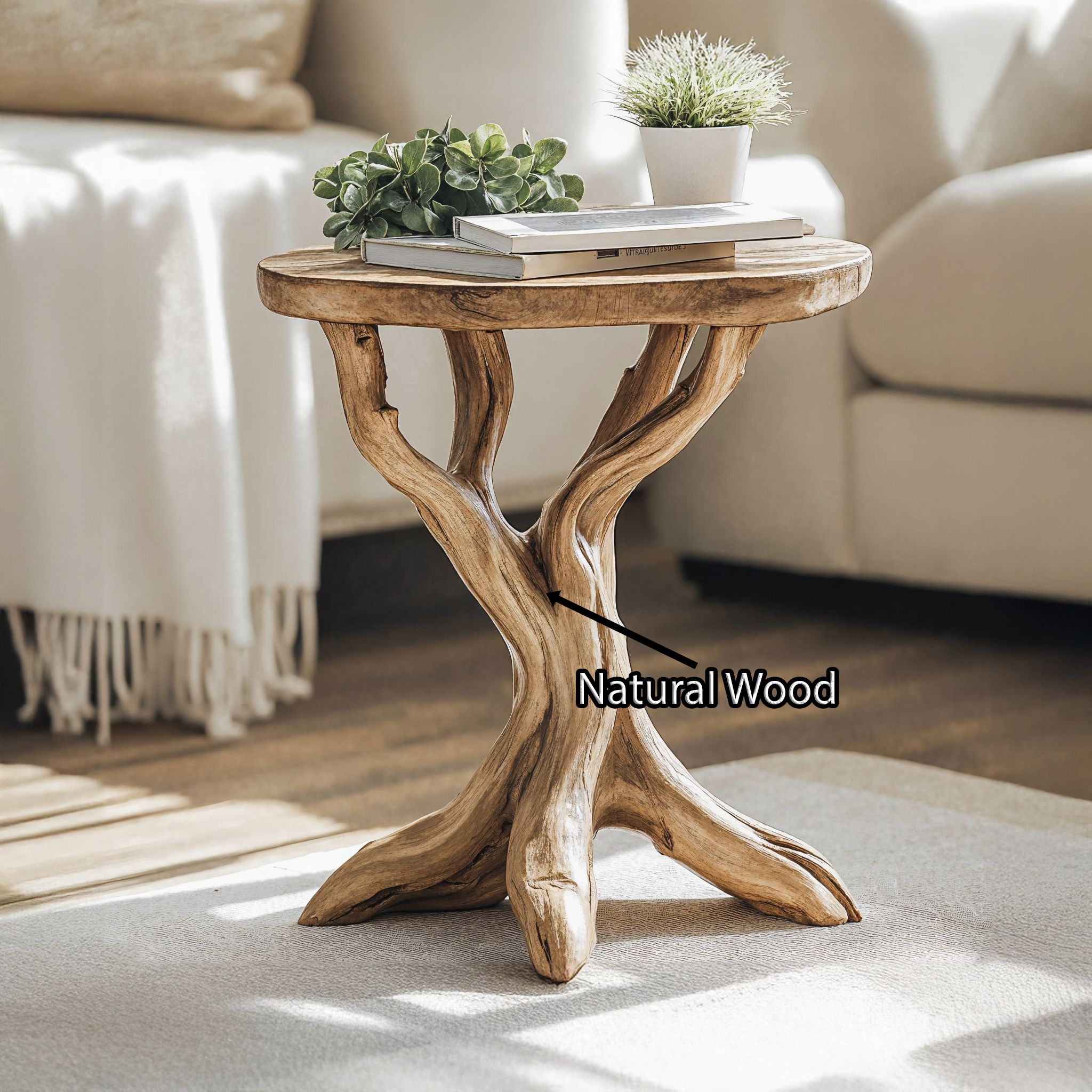 Rustic Wood End Table For Living Room Farmhouse Style SILDTEN093