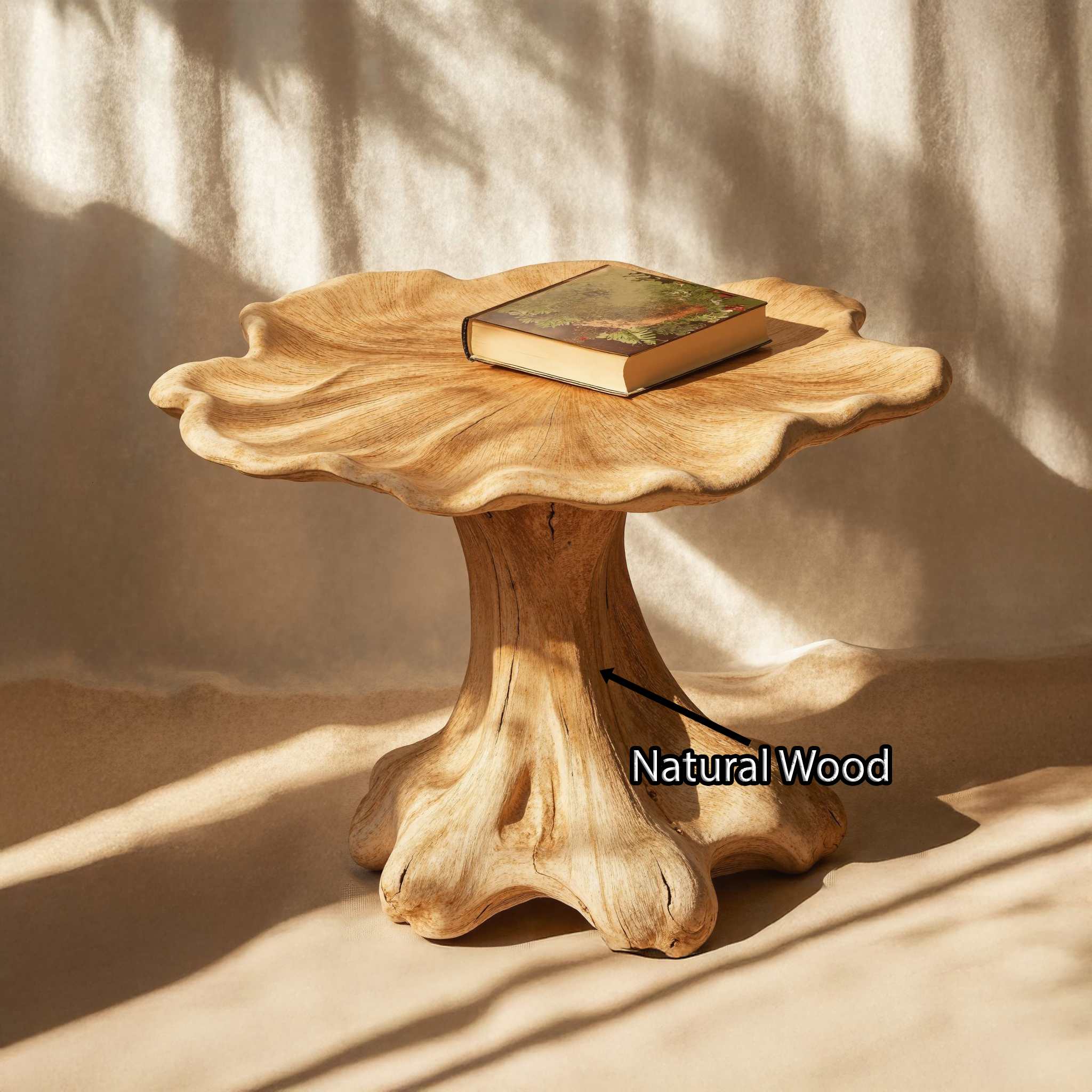 Minimalist Wood Mushroom End Table For Bedroom Clean Lines SILDTEN106