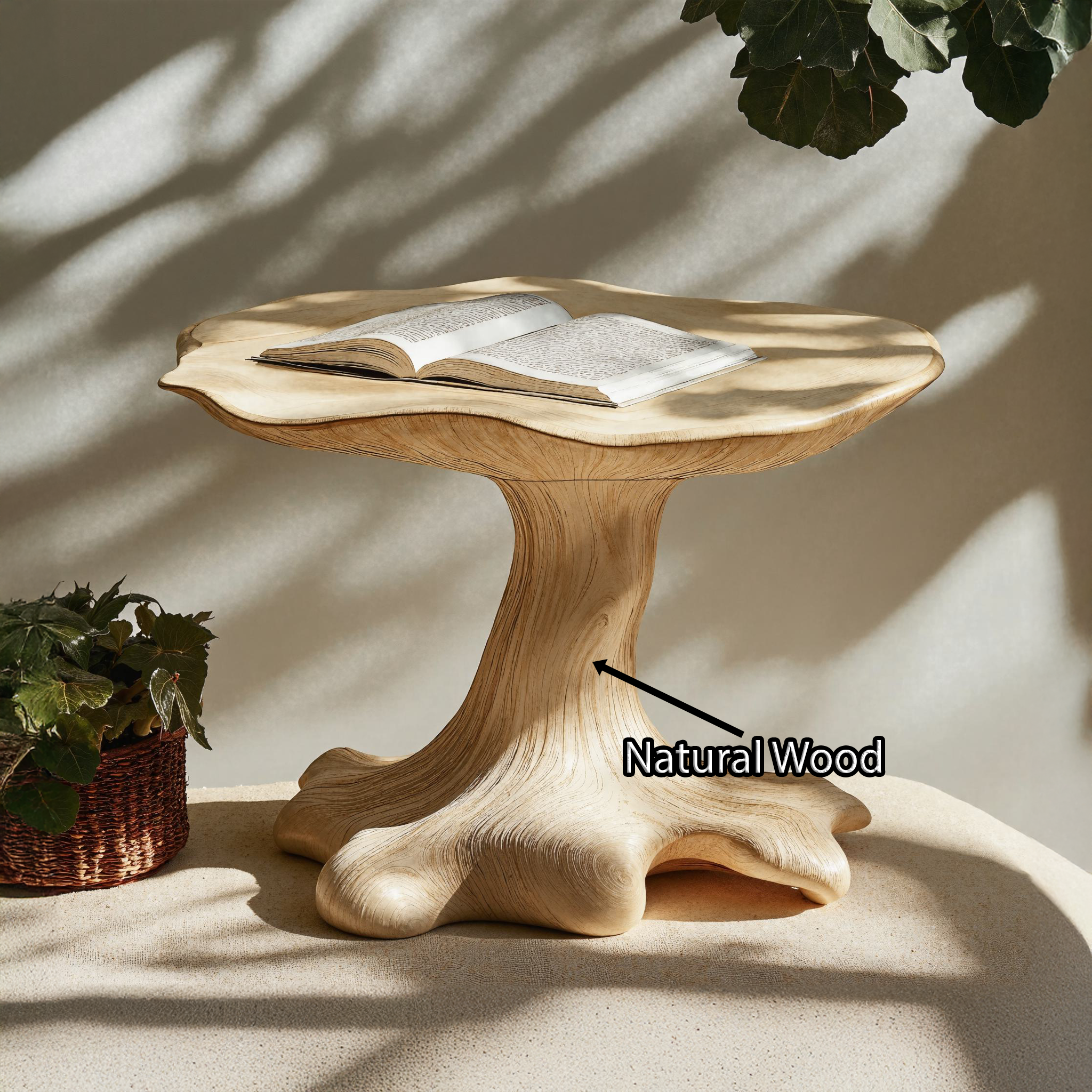 Rustic Live Edge Wood Mushroom End Table For Small Living Room Space SILDTEN103