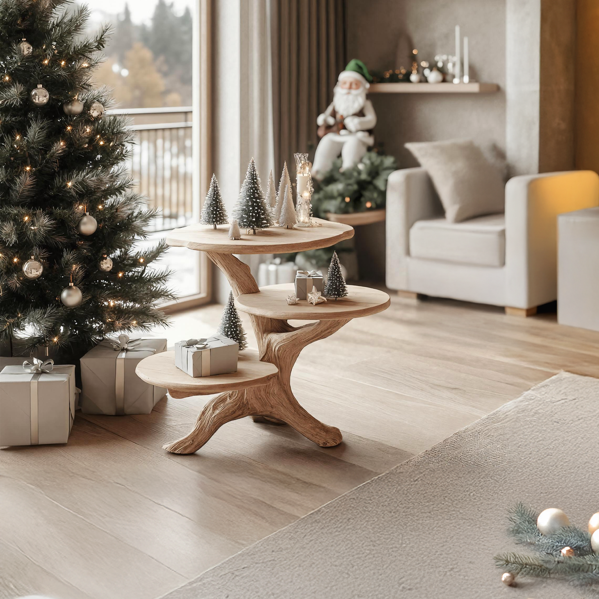 Rustic Solid Wood End Table For Entryway Design Xmas Wall Display SILDTTRENC020