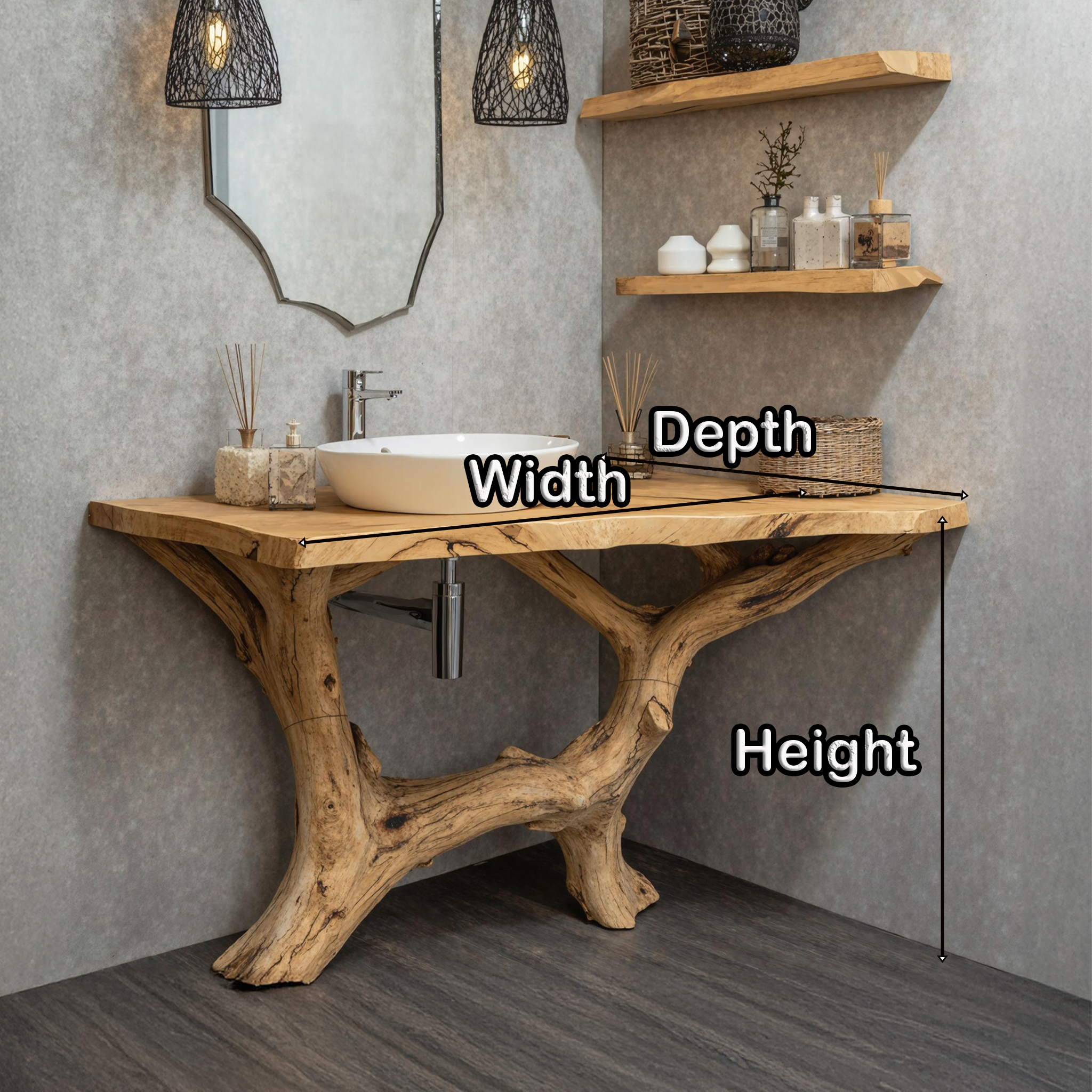 Natural Wood Live Edge Bathroom Vanity For Master Bathrooms SILDTBRV159