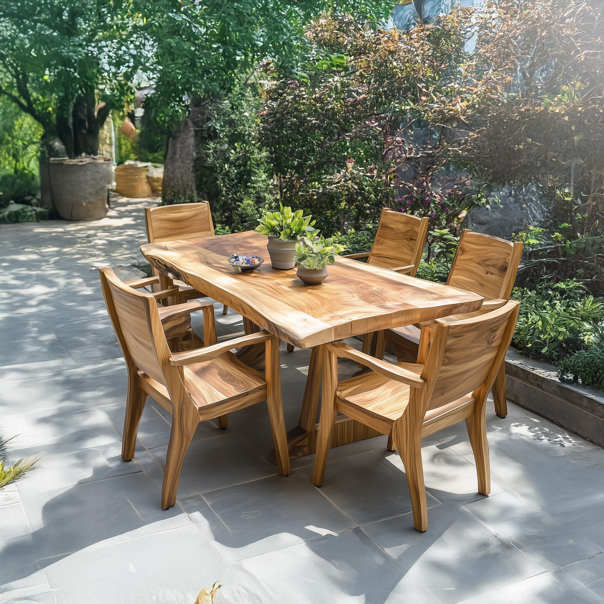 Family Dining Set Garden Dining Table Handcrafted Decor Garden Gift SINLDT016