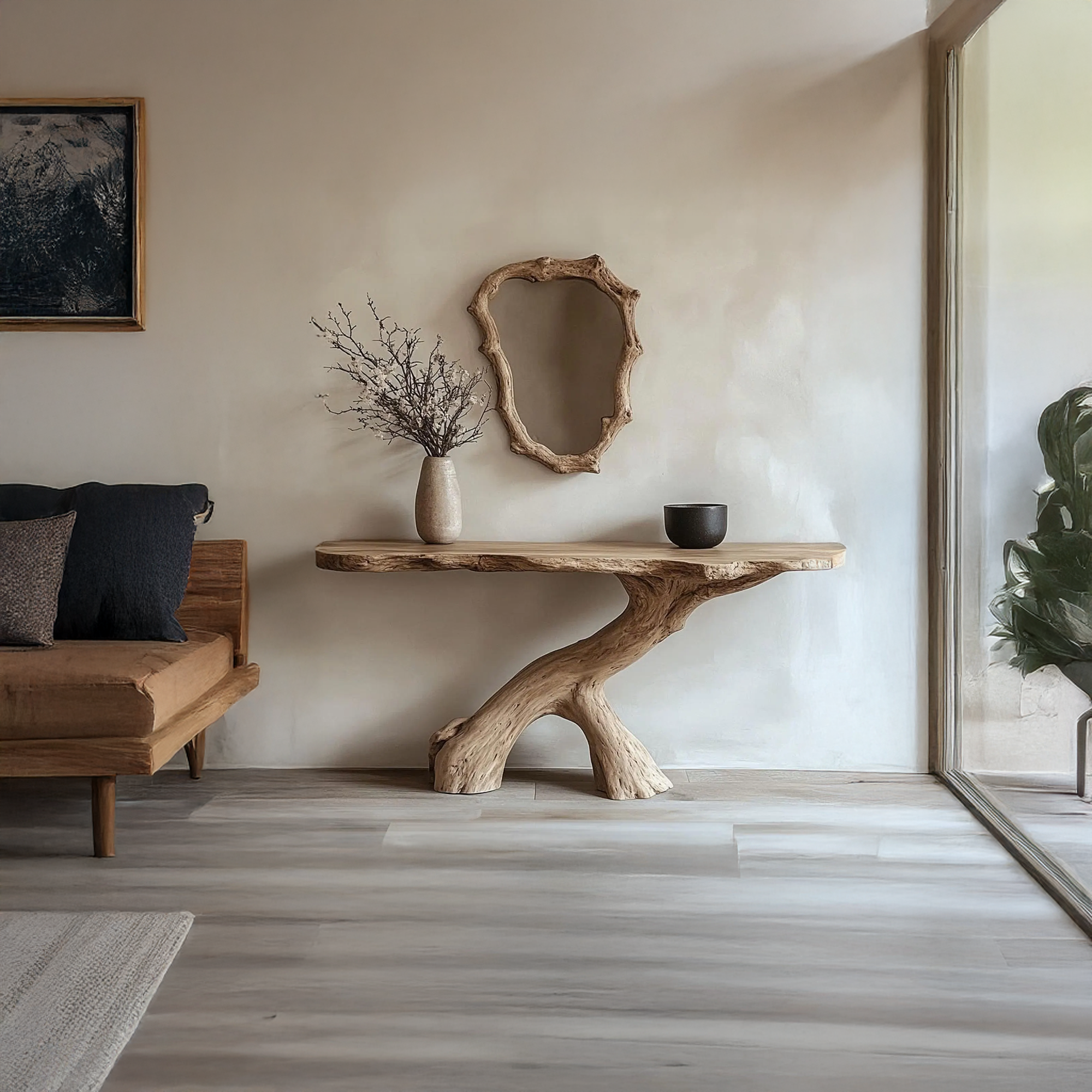 Wood Console Table Rustic Narrow Decor Home Gift SINLCS049