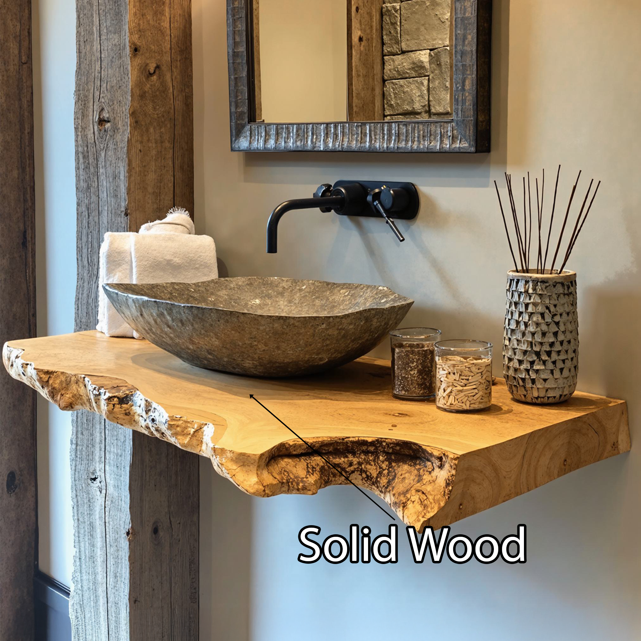 Rustic Floating Bathroom Vanity Shelf SILDTBRV042