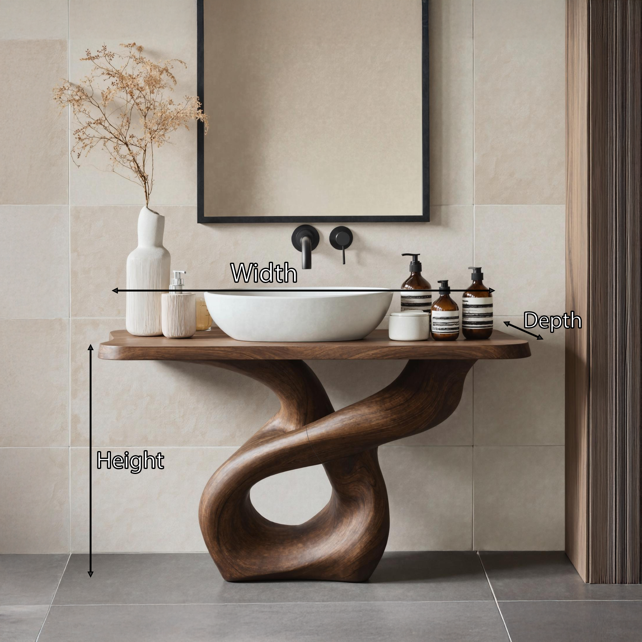 Handcrafted Wood Vanity For Artistic Bathroom Style SILDTTRBRV009