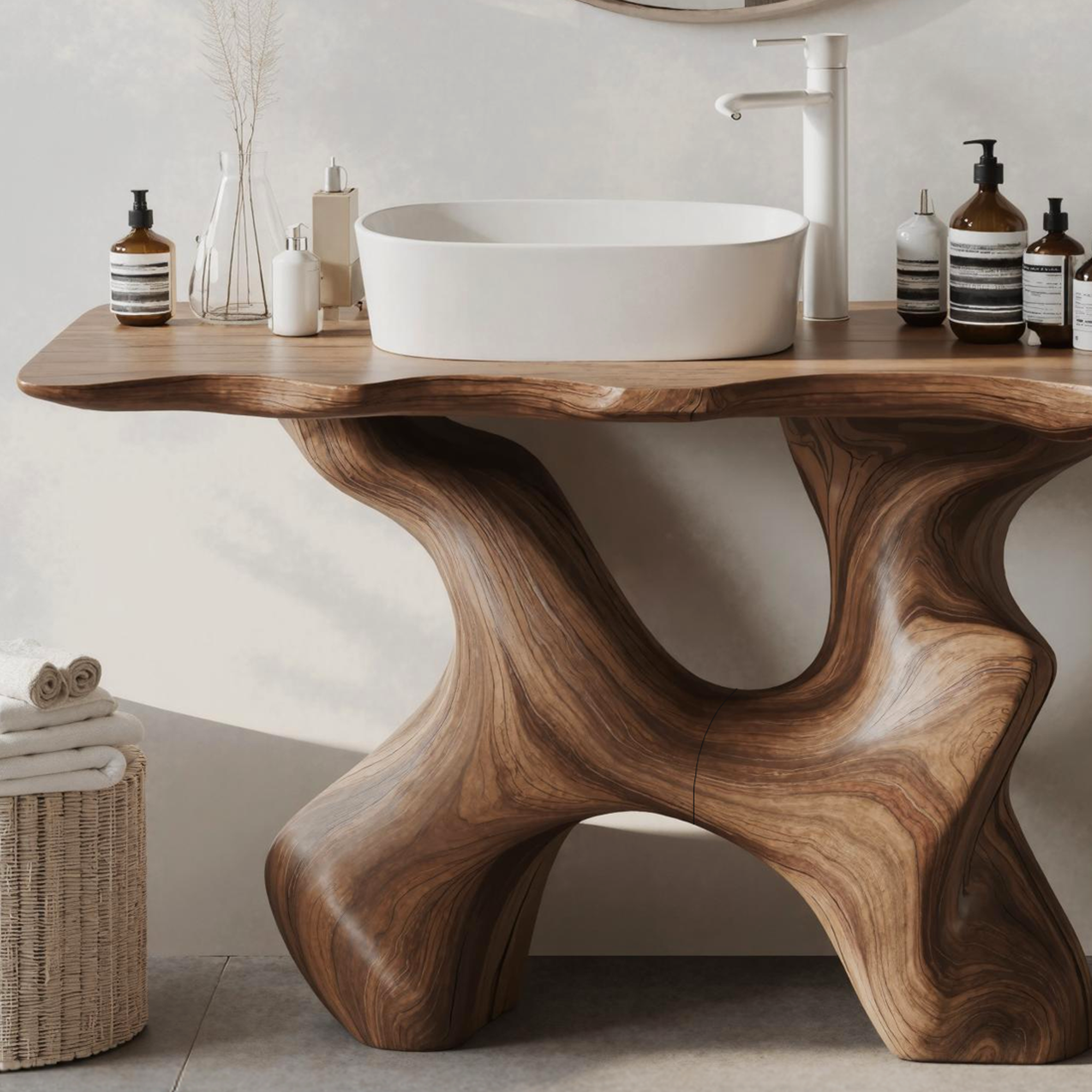 Rustic Solid Wood Vanity For Handmade Bathroom Look SILDTTRBRV007