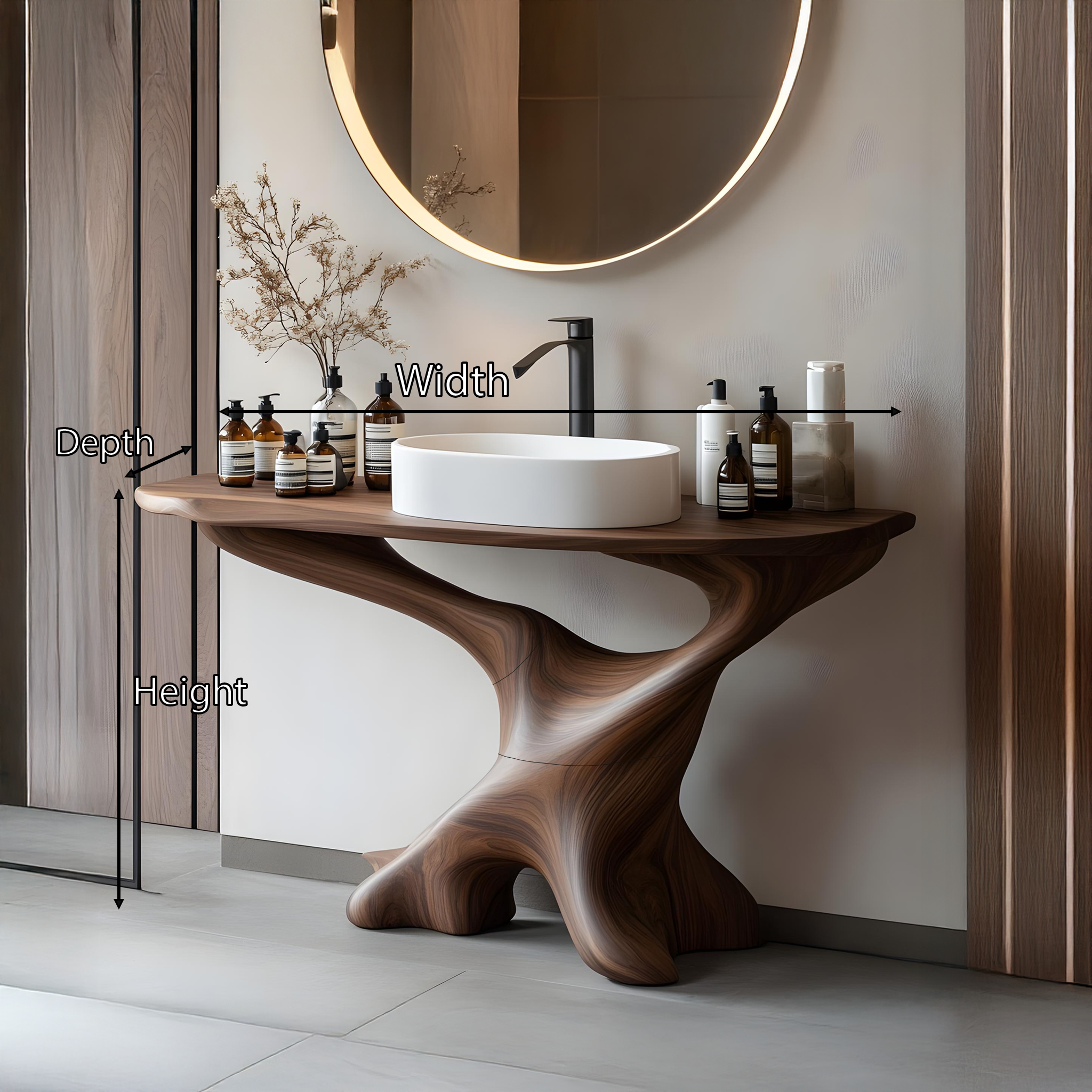 Handcrafted Solid Wood Vanity For Bathroom Decor SILDTTRBRV011