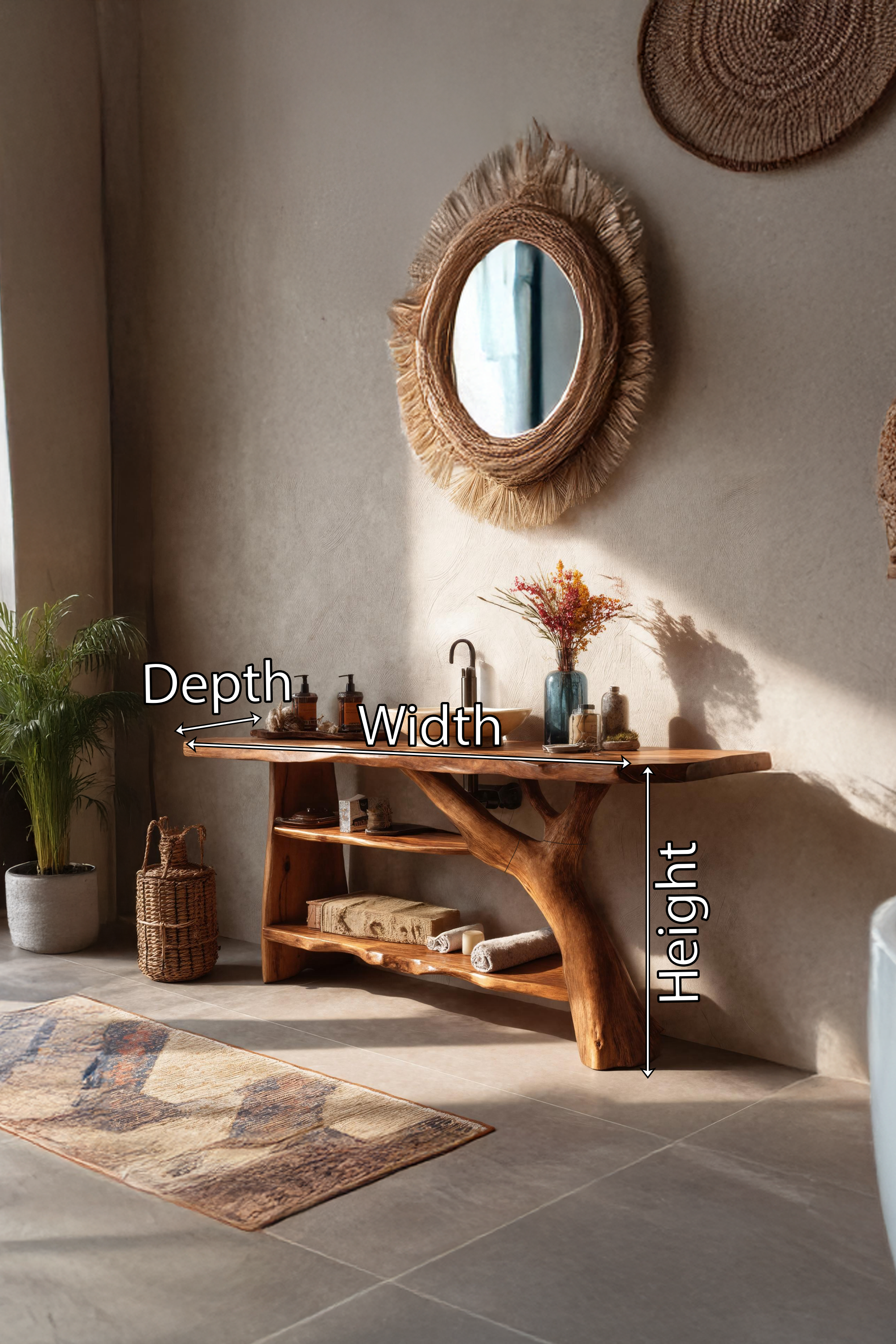 Handcrafted Solid Wood Bathroom Vanity For Modern Rustic Bathroom Design SILDTTRBRV072