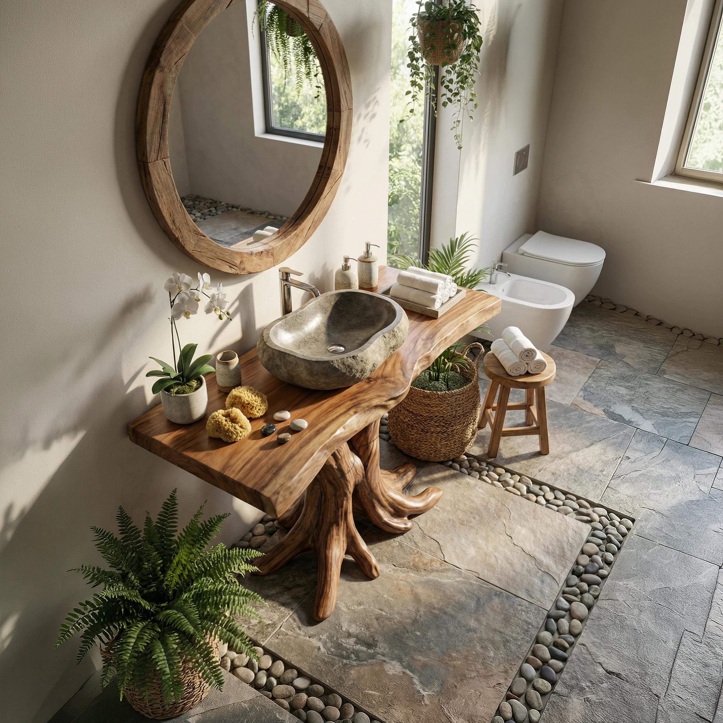 Modern Live Edge Bathroom Vanity Handmade Wood For Bathroom Decor SILDTTRBRV125