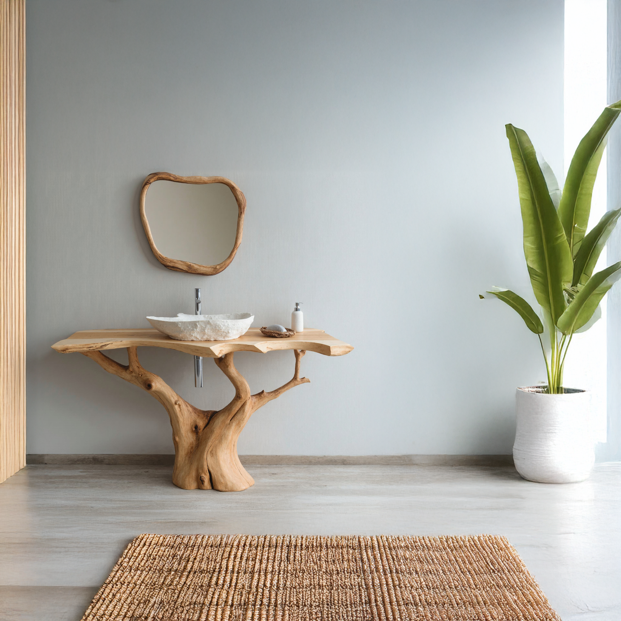 Rustic Wood Bathroom Vanity In Minimalist Design SILDTBRV108