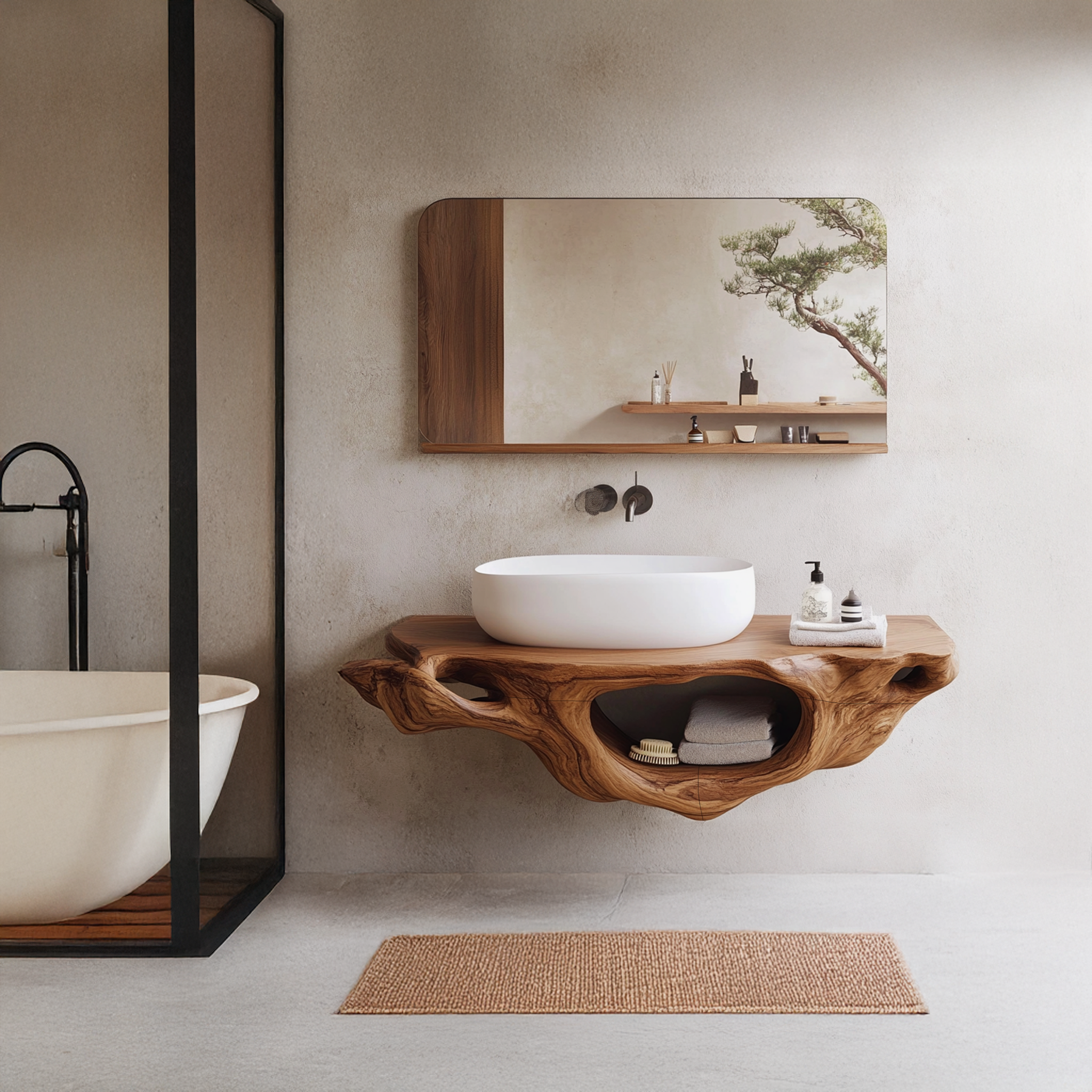 Farmhouse Live Edge Vanity For Bathroom Decor Ideas SILDTTRBAS006