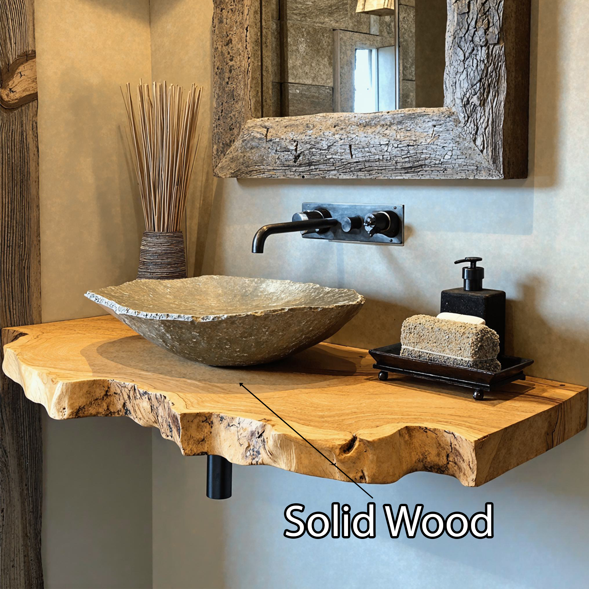 Floating Wood Bathroom Sink Shelf SILDTBRV033