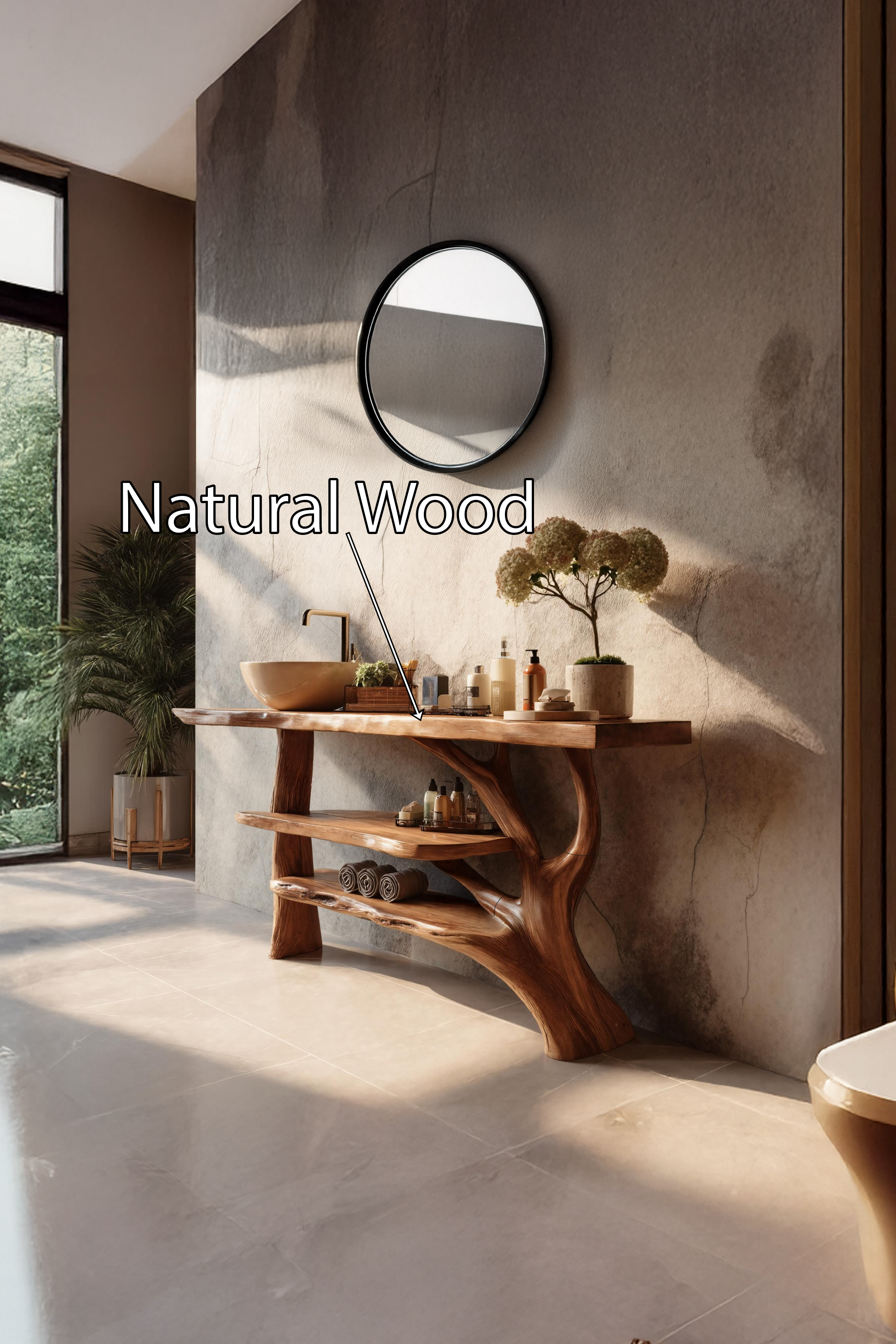 Farmhouse Wooden Live Edge Bathroom Vanity For Rustic Bathroom Decor SILDTTRBRV059