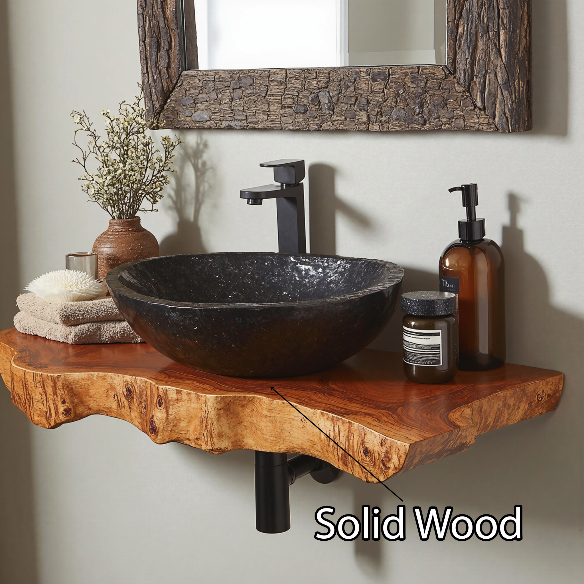 Floating Edge Bathroom Wood Shelf SILDTBRV041
