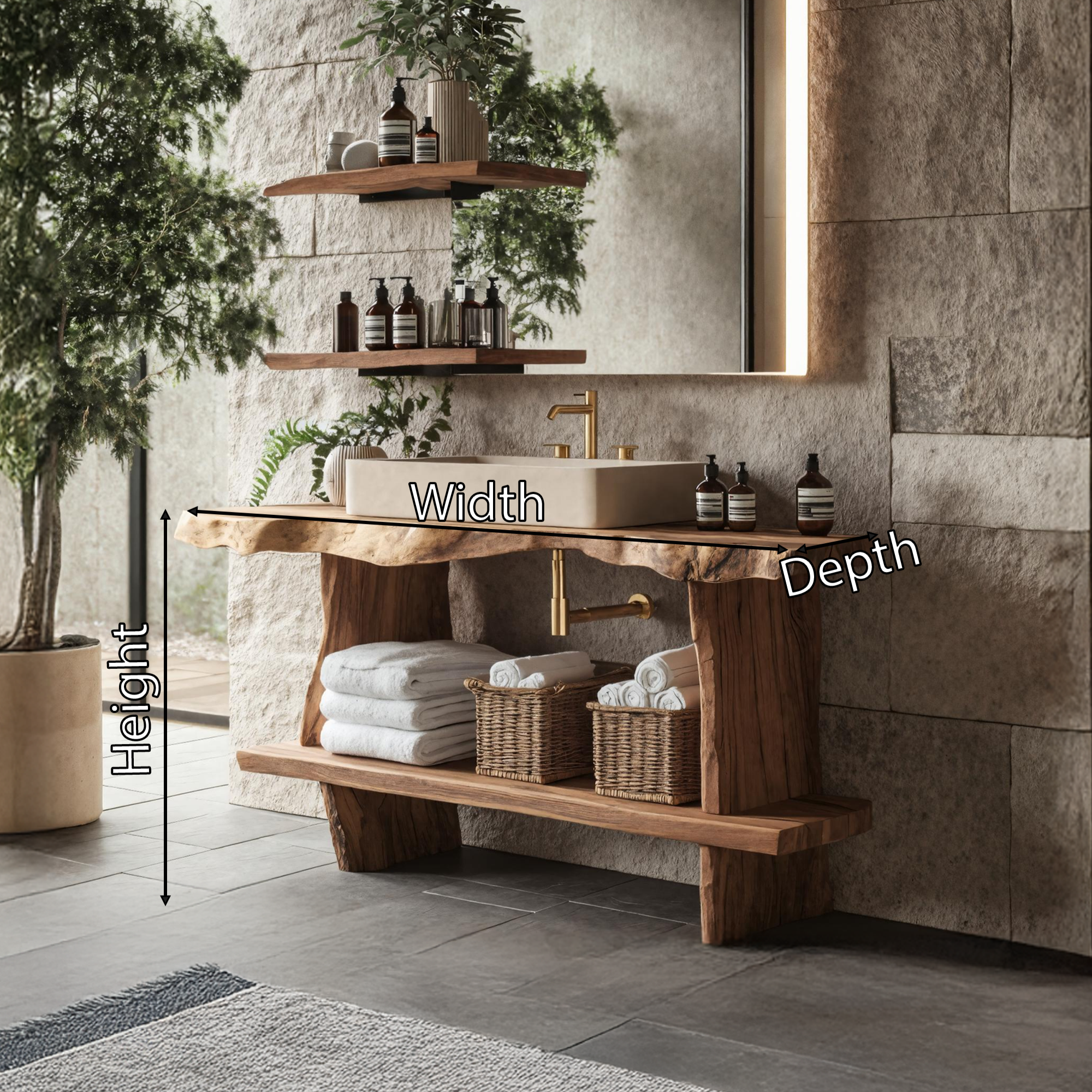 Bathroom Furniture Rustic Vanity With Live Edge Top SILDTTRBRV054