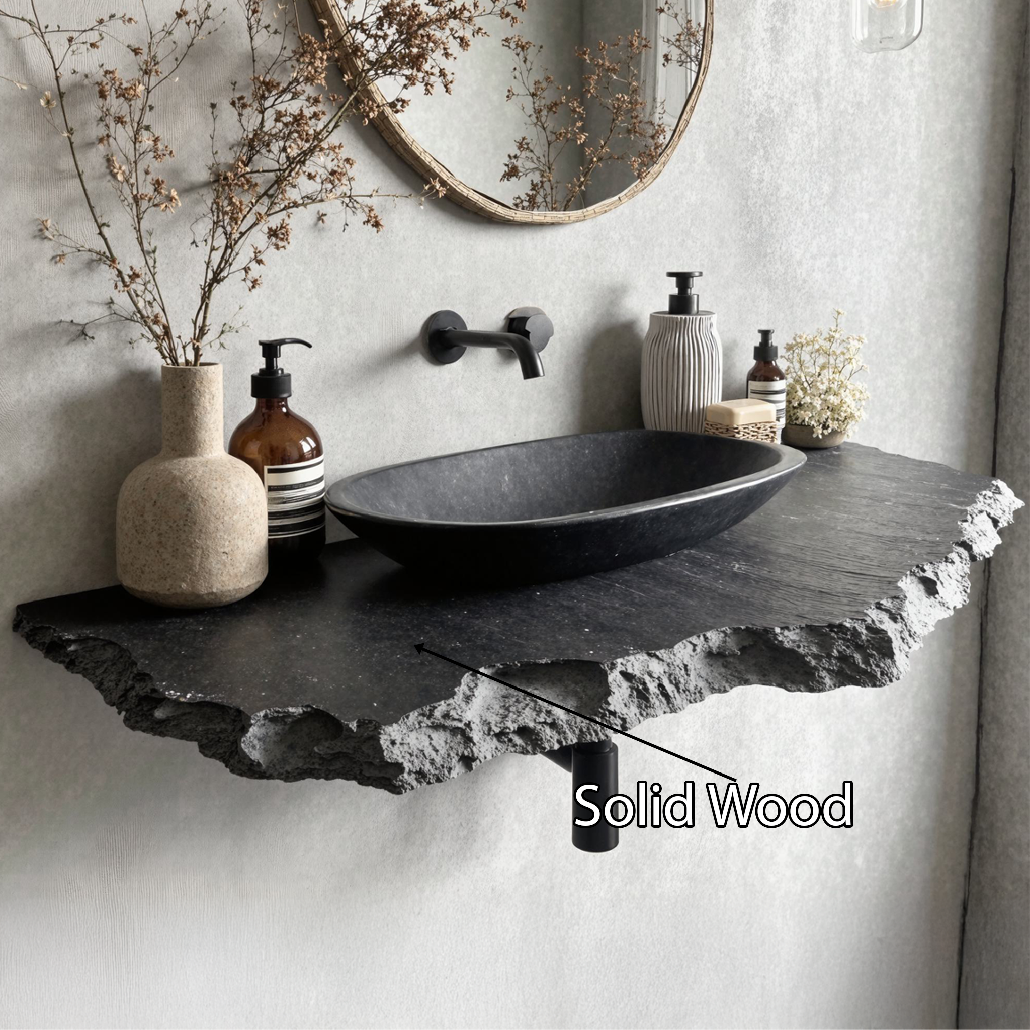 Live Edge Bathroom Vanity Shelf Wall SILDTBRV025