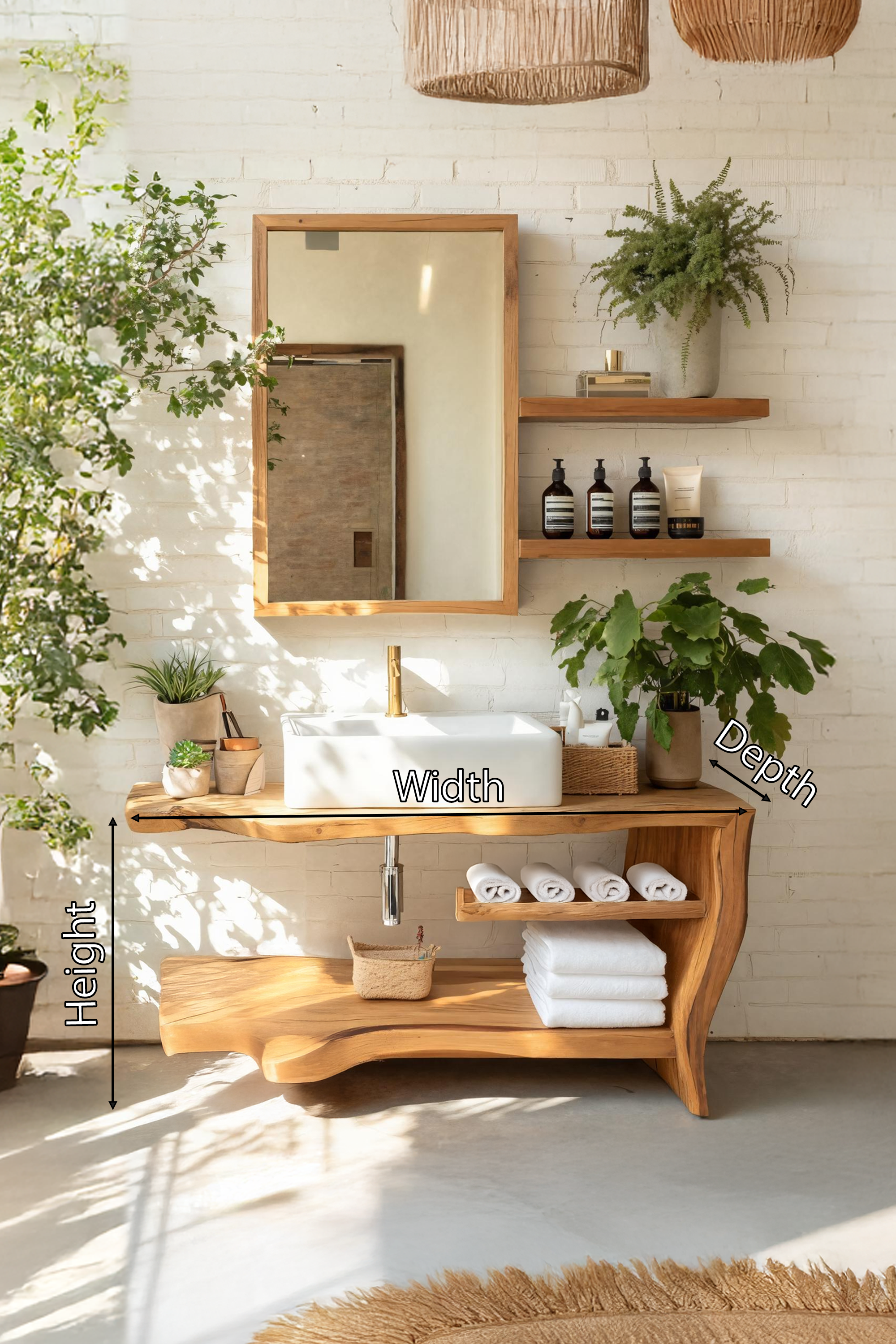 Rustic Wooden Vanity Space For Bathroom Use SILDTTRBRV058