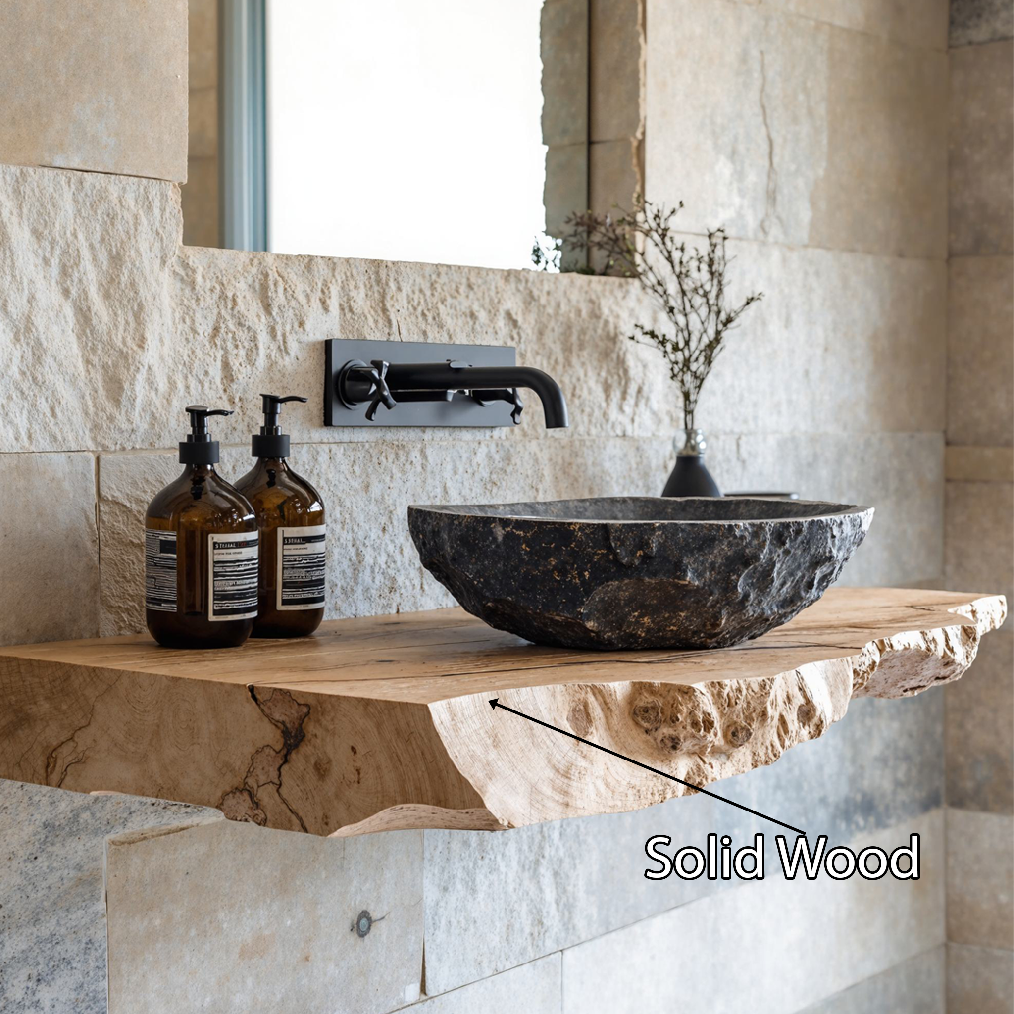Handcrafted Bathroom Sink Wooden Shelf SILDTBRV047
