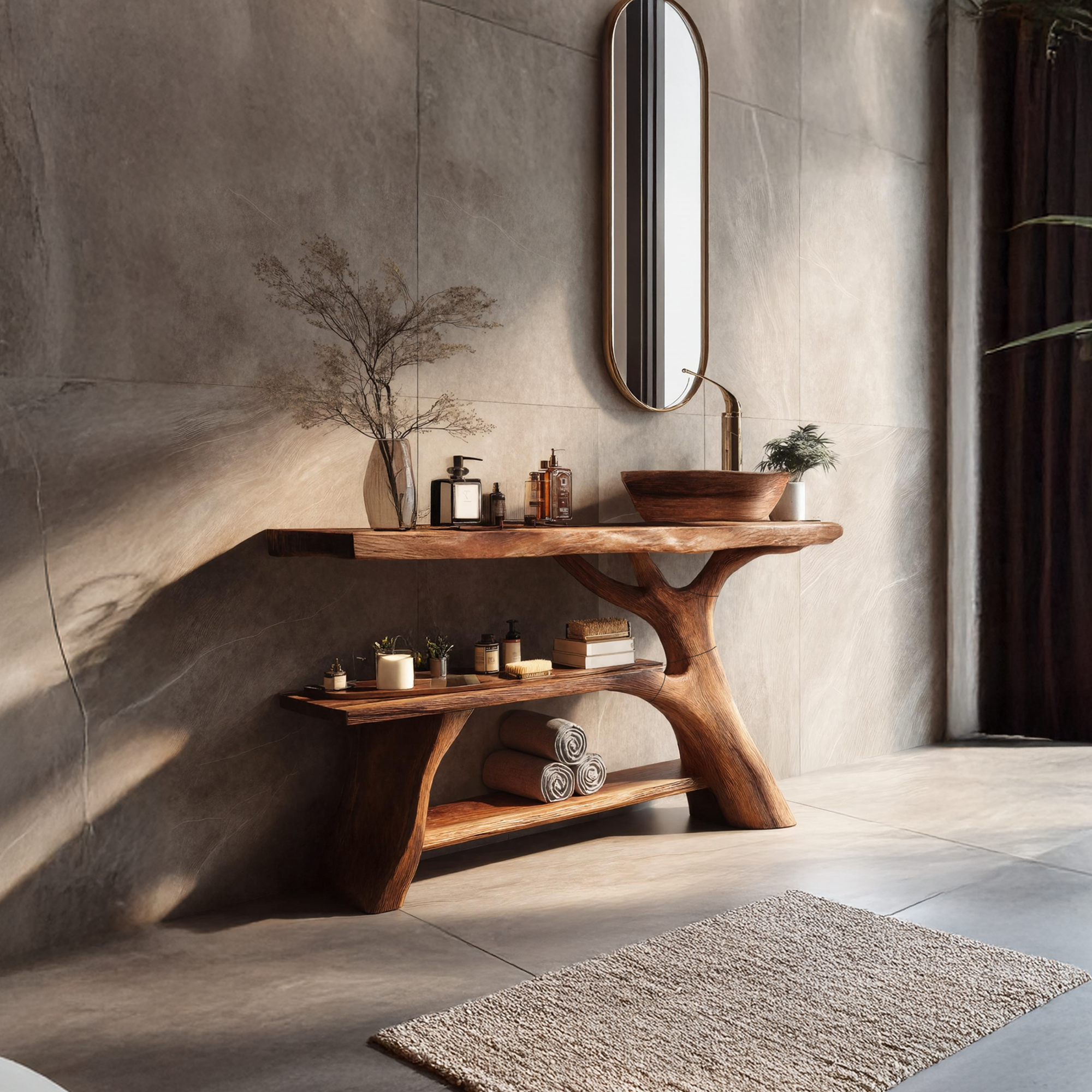 Mid Century Solid Wood Bathroom Vanity For Classic Furniture Home Design SILDTTRBRV086