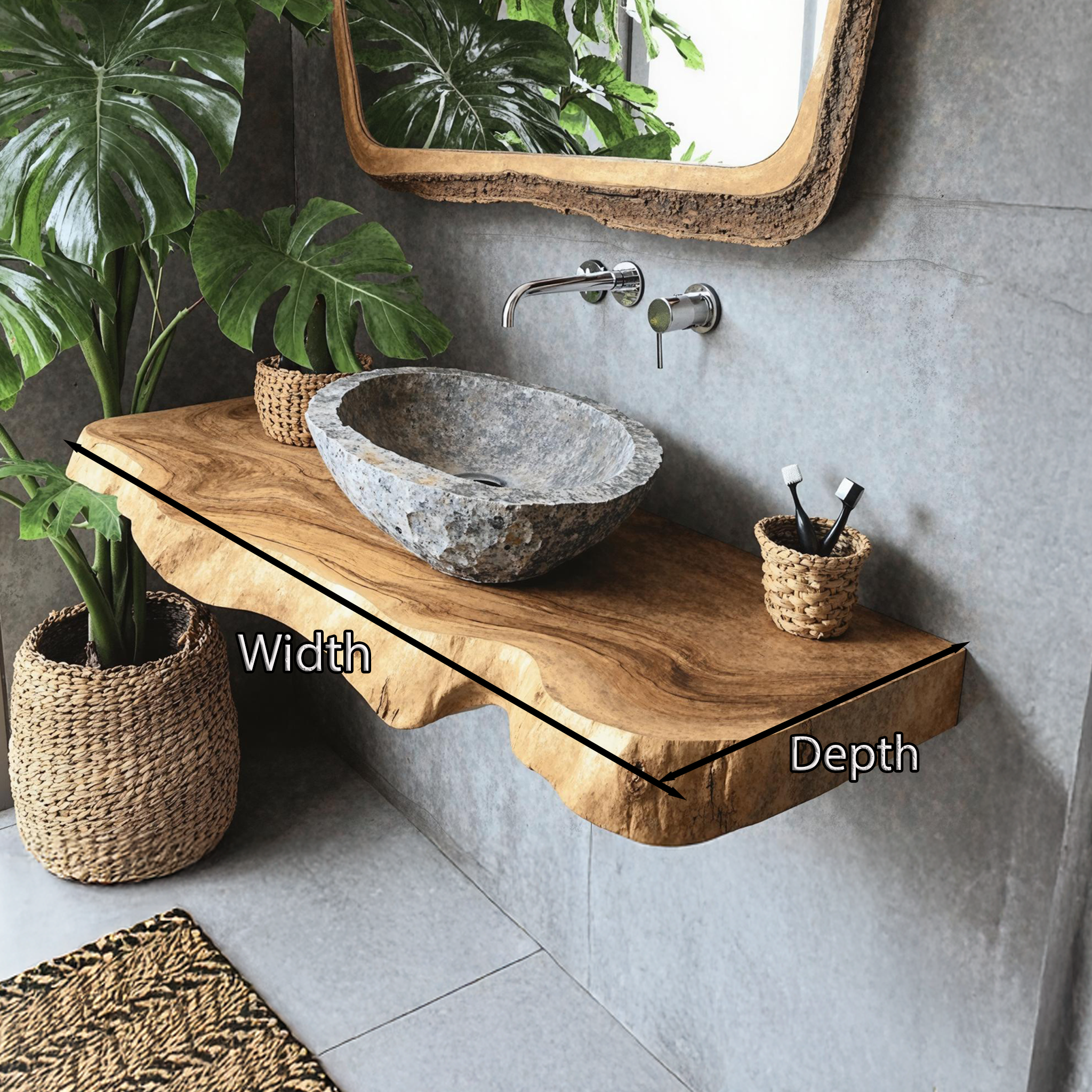 Farmhouse Wooden Floating Vanity For Furniture Decor SILDTBRV189