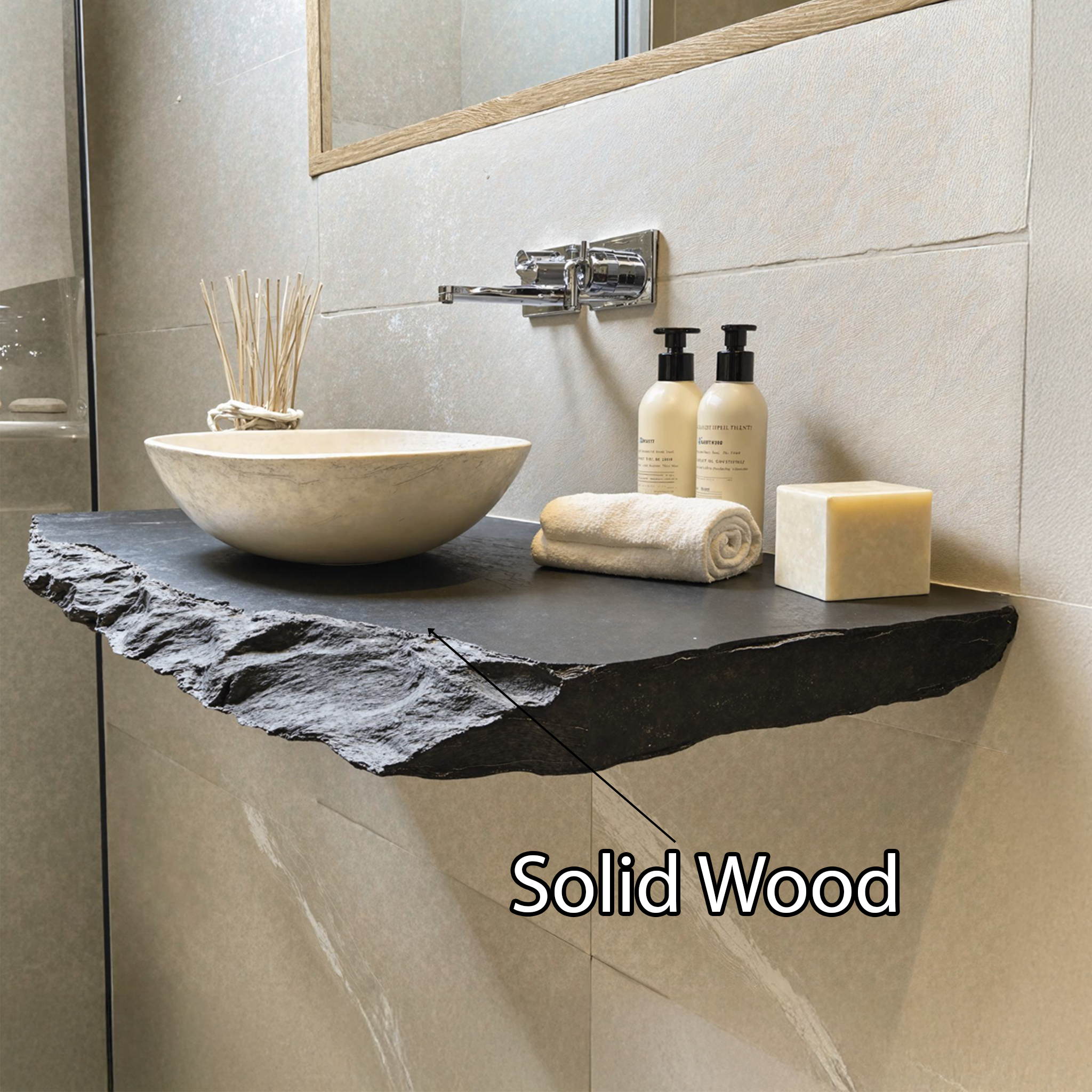 Rustic Wood Bathroom Vanity Shelf SILDTBRV035