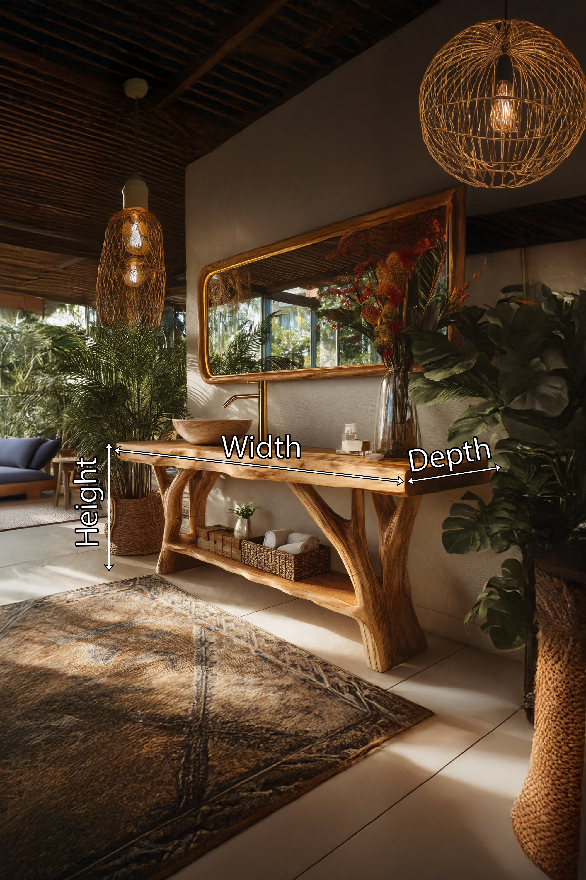 Mid Century Live Edge Tree Trunk Vanity For Stylish Furniture Design SILDTTRBRV078