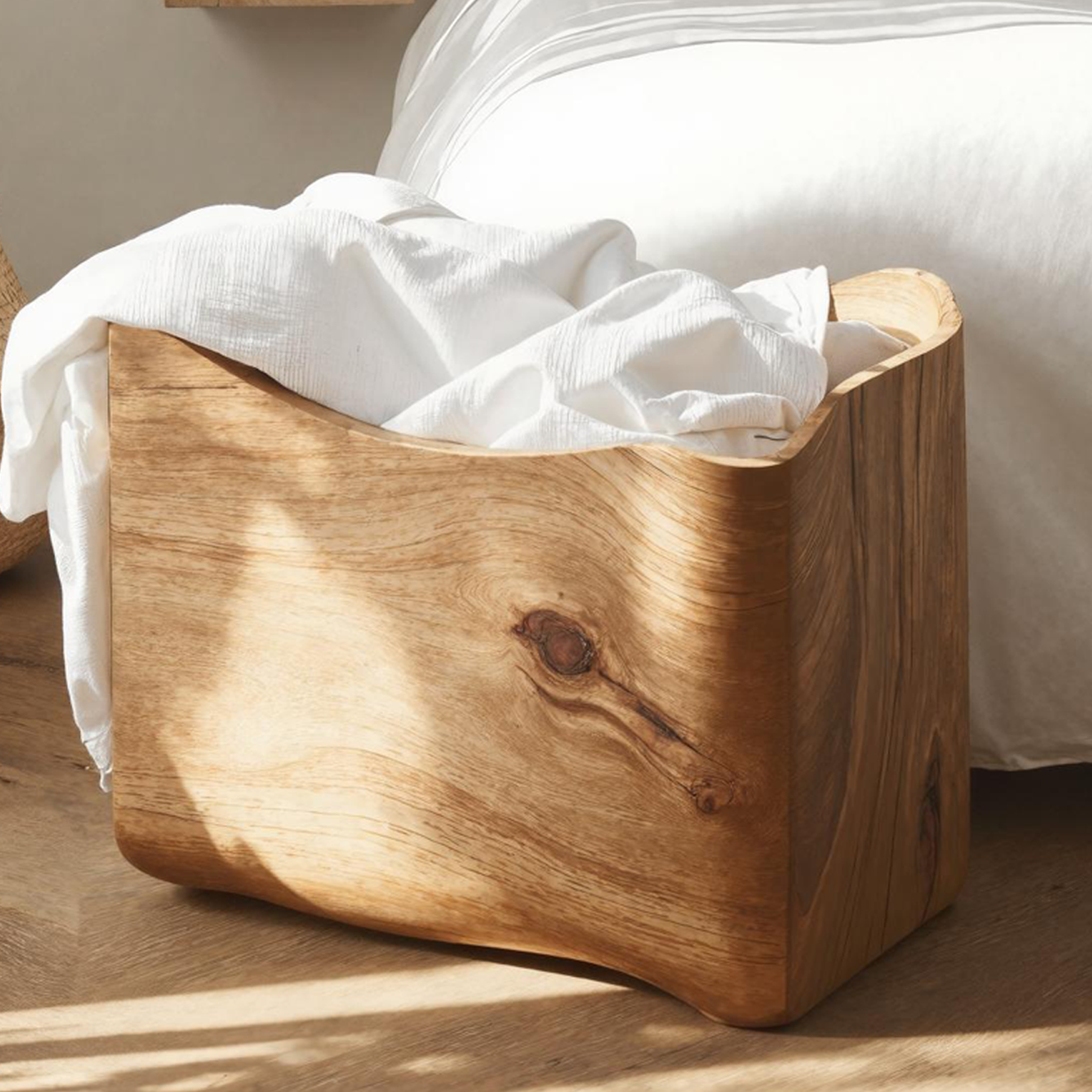 Mid Century Solid Wood Storage Bin For Living Room Decor SILDTSBN001