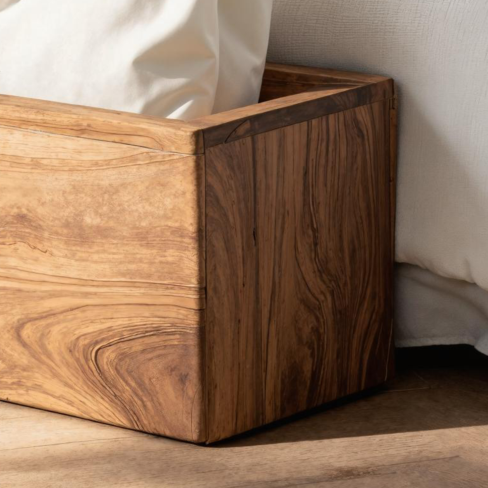 Farmhouse Solid Wood Storage Bin For Bedroom Organization SILDTSBN003