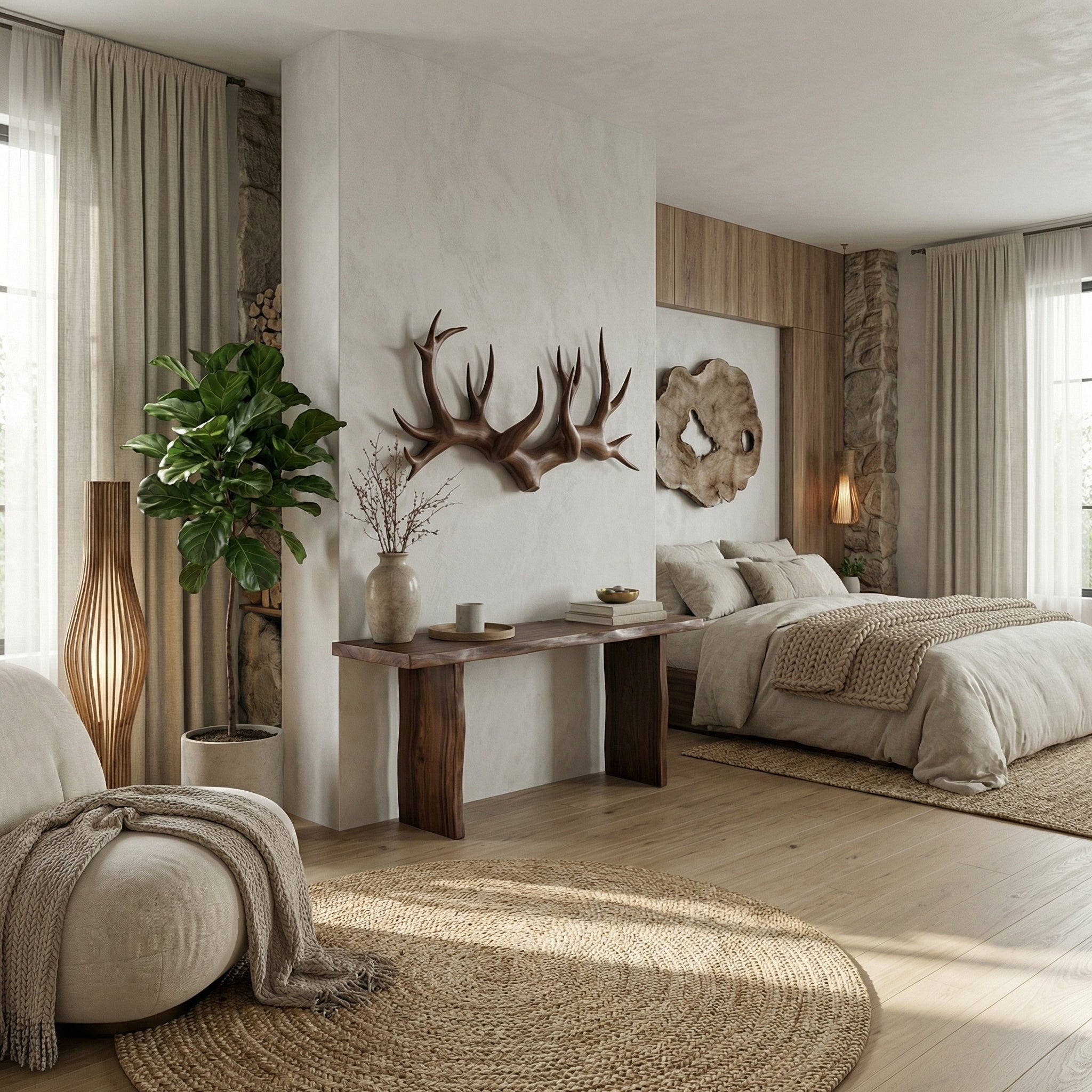 Antler Coat Rack Rustic Wood Wall Hanger Custom Gift SINLTCR006