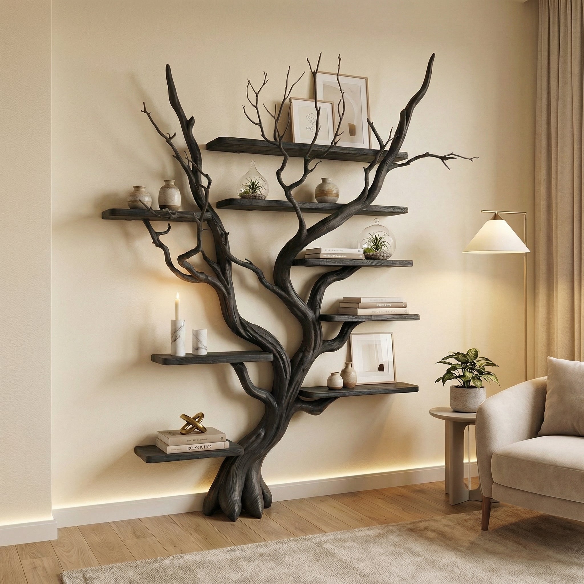 Tree Bookshelf Driftwood Branch Floating Bookshelf SINLTB071