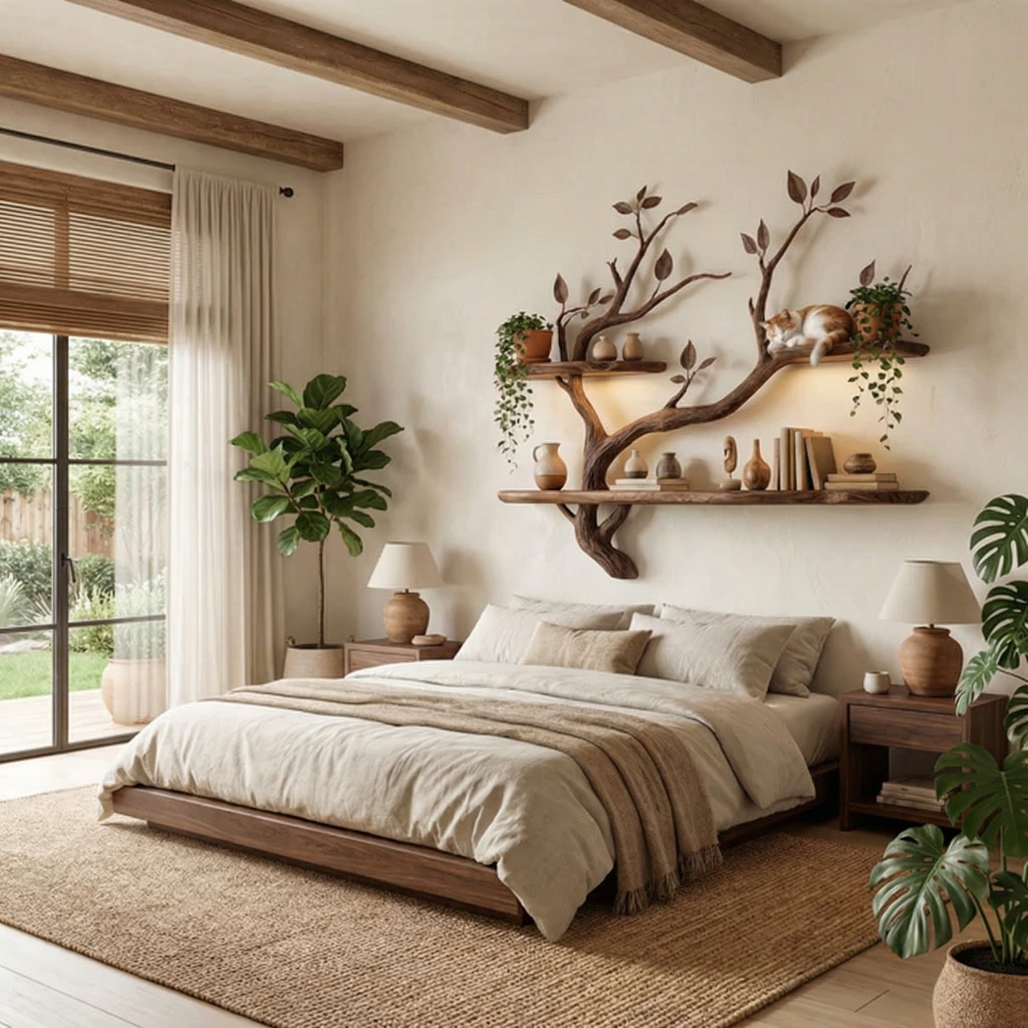 Wood Bookcase Branch Tree Shelf Decor Room SINLTBS019