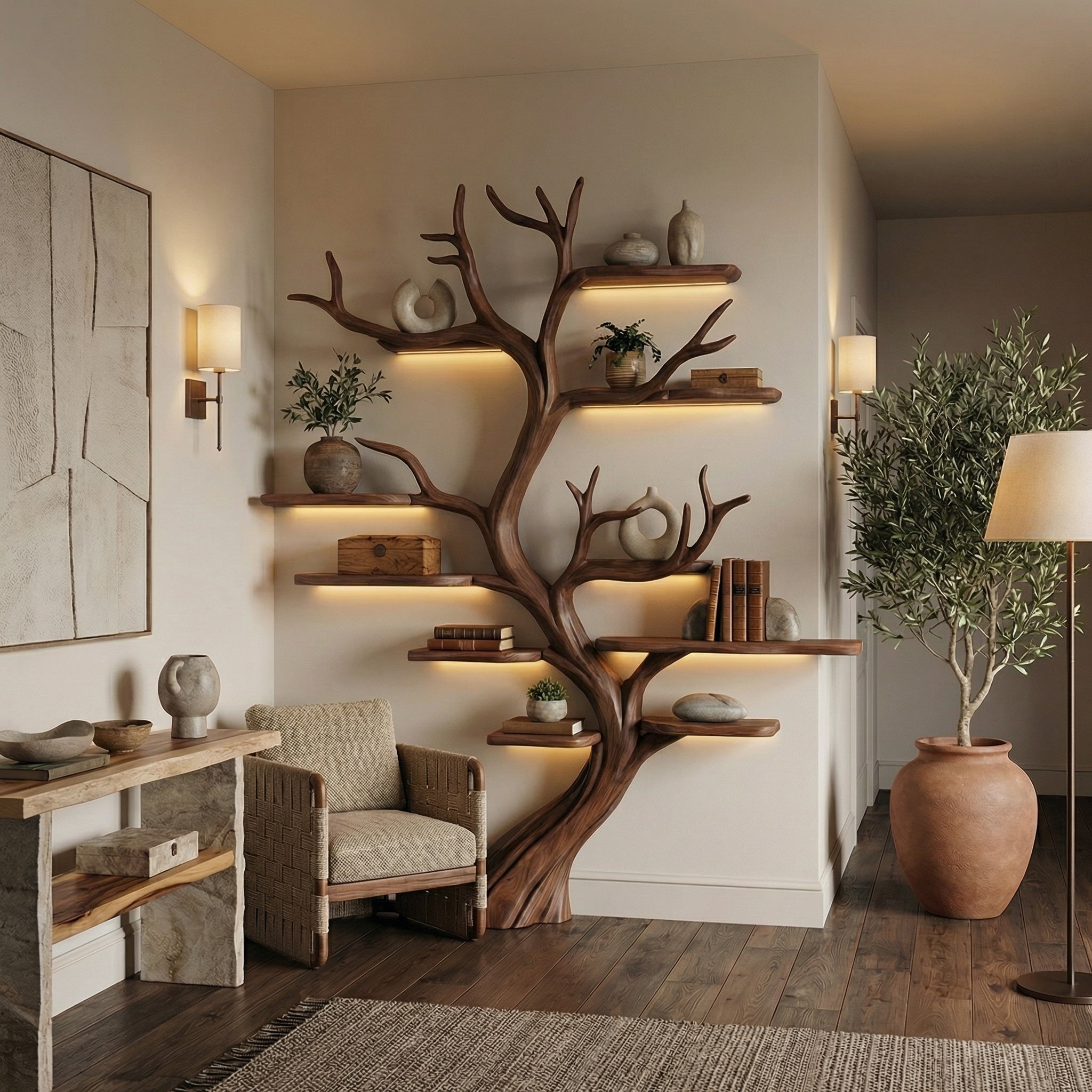 Tree Branch Shelf Driftwood Solid Wood Rustic Art Gift SINLSATB193