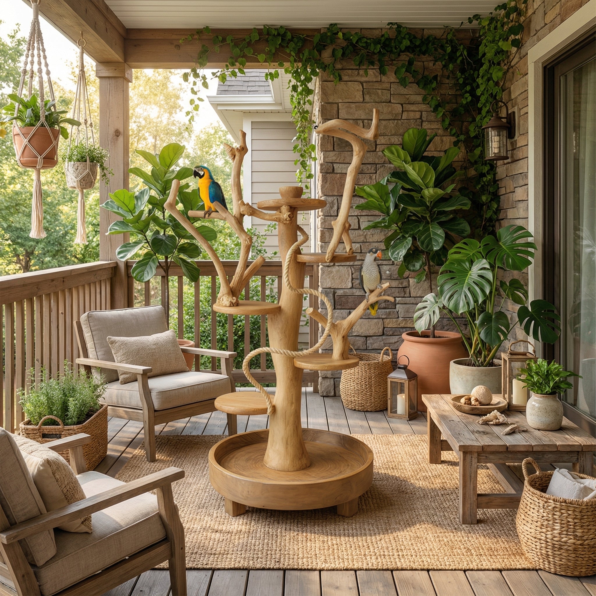 Natural Tree Parrot Playground For Living Room And Bird Space SINLSATT030