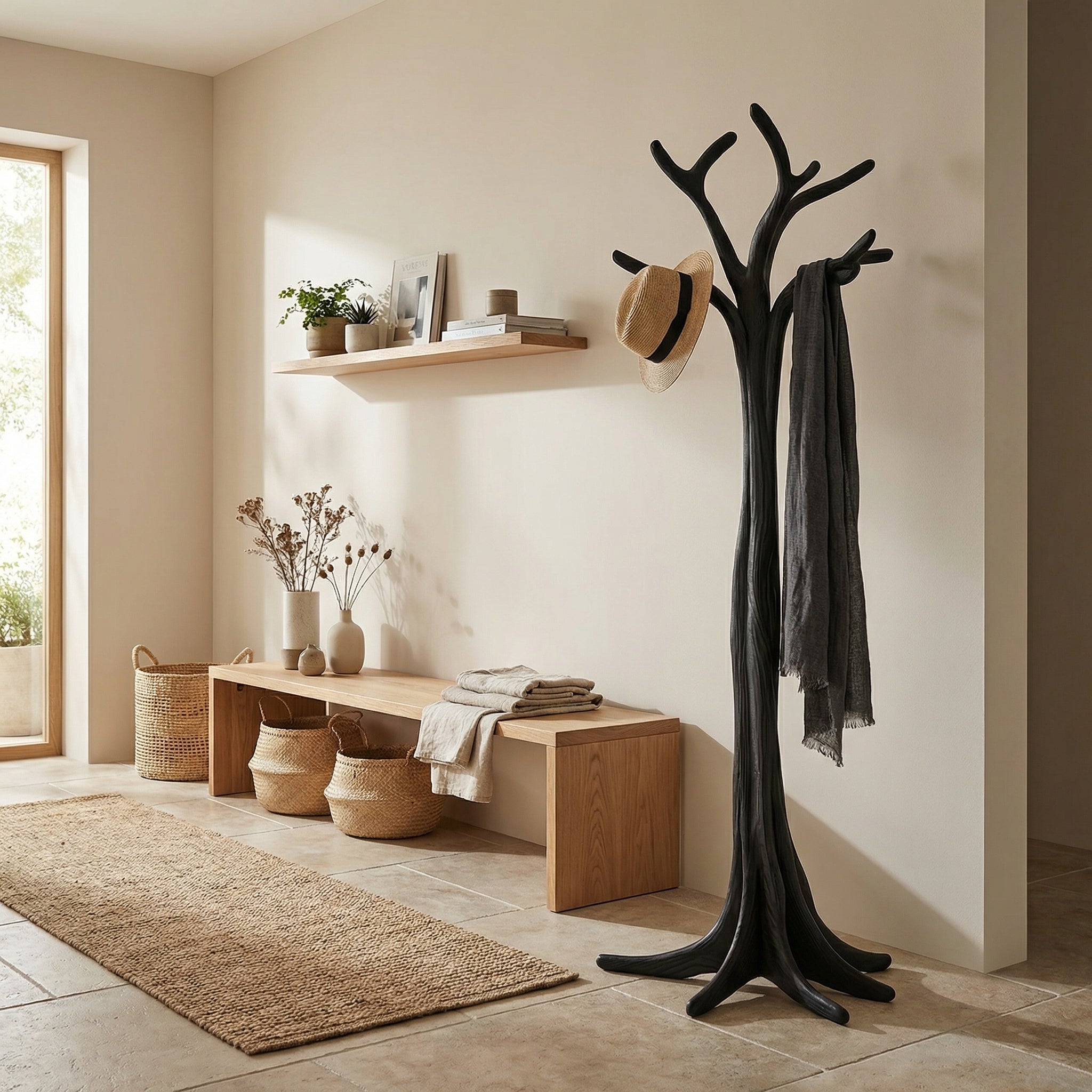 Rustic Tree Coat Rack Christmas Holiday Entryway Decor SINLSATCR076