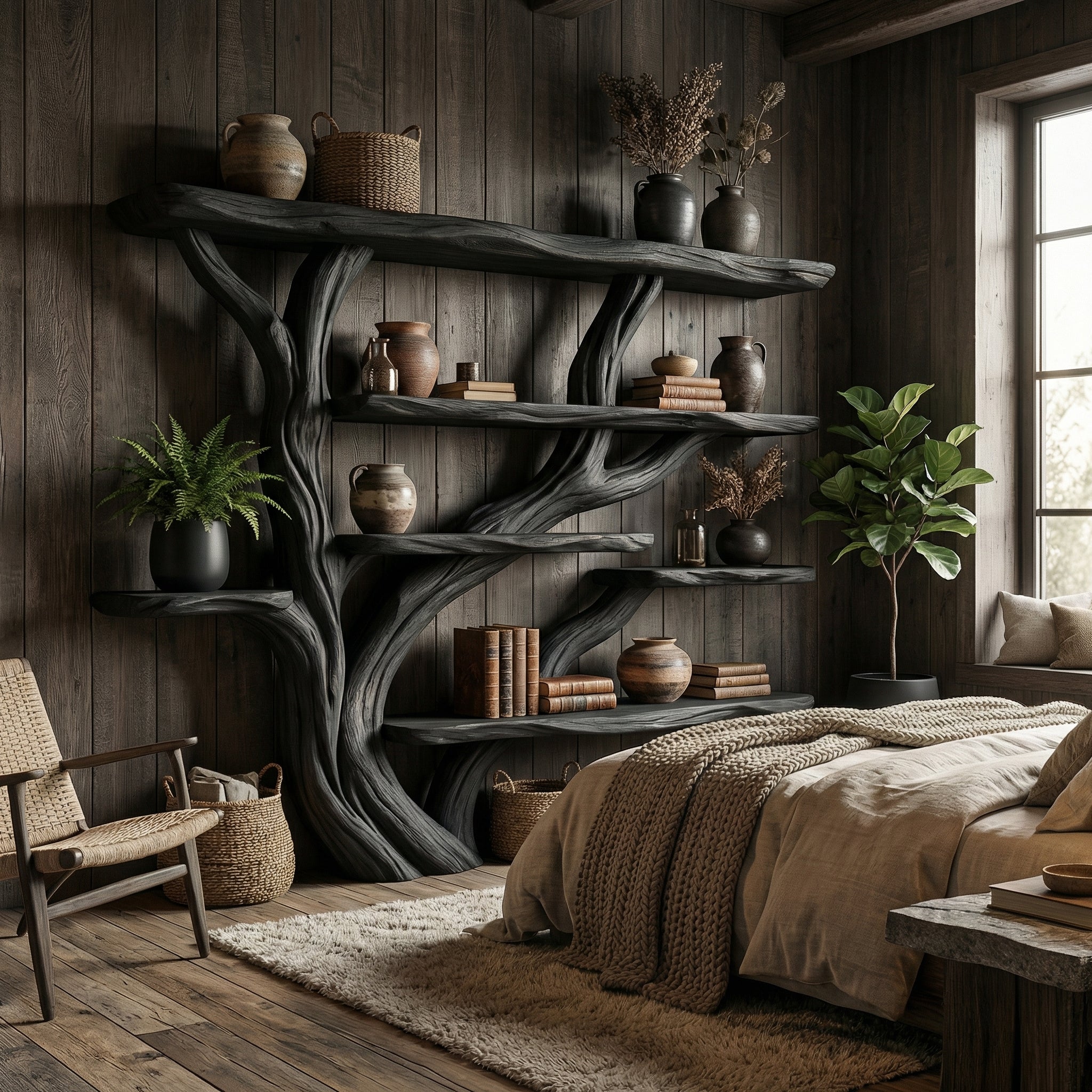 Rustic Book Tree Shelf Handmade Wooden Bookshelf For Office And Home SINLSATB174