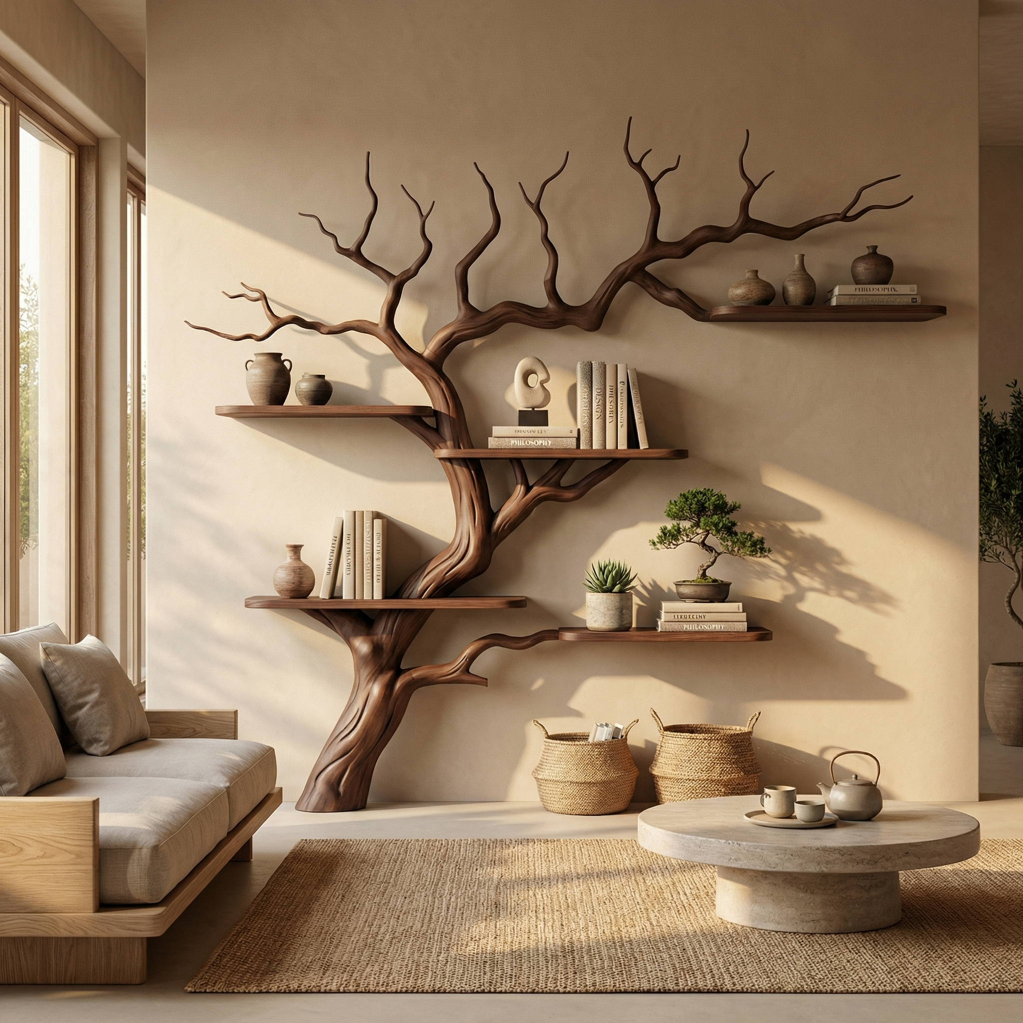 Midcentury Tree Bookshelf Living Bedroom SINLSATB266