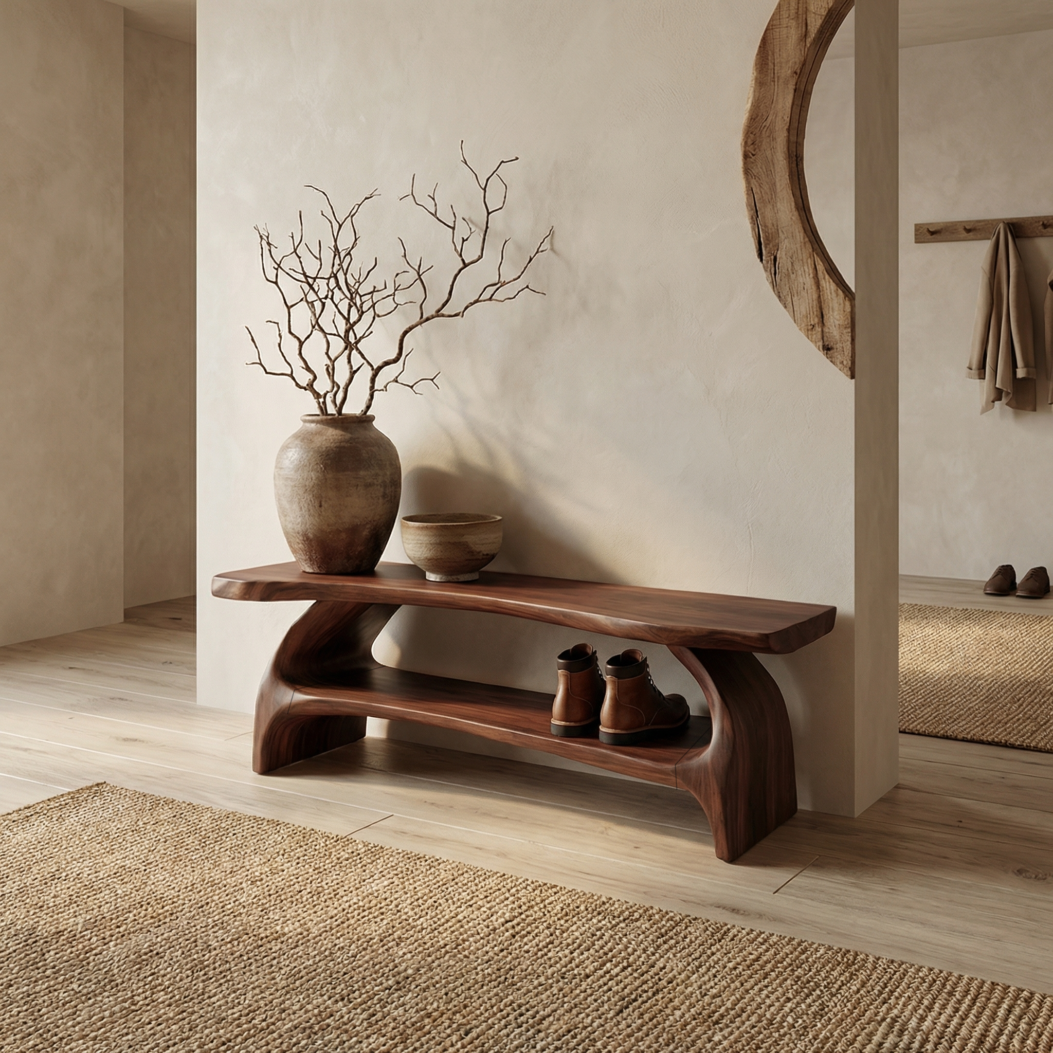 Rustic Entryway Shoe Bench Living Room SINLSASB031