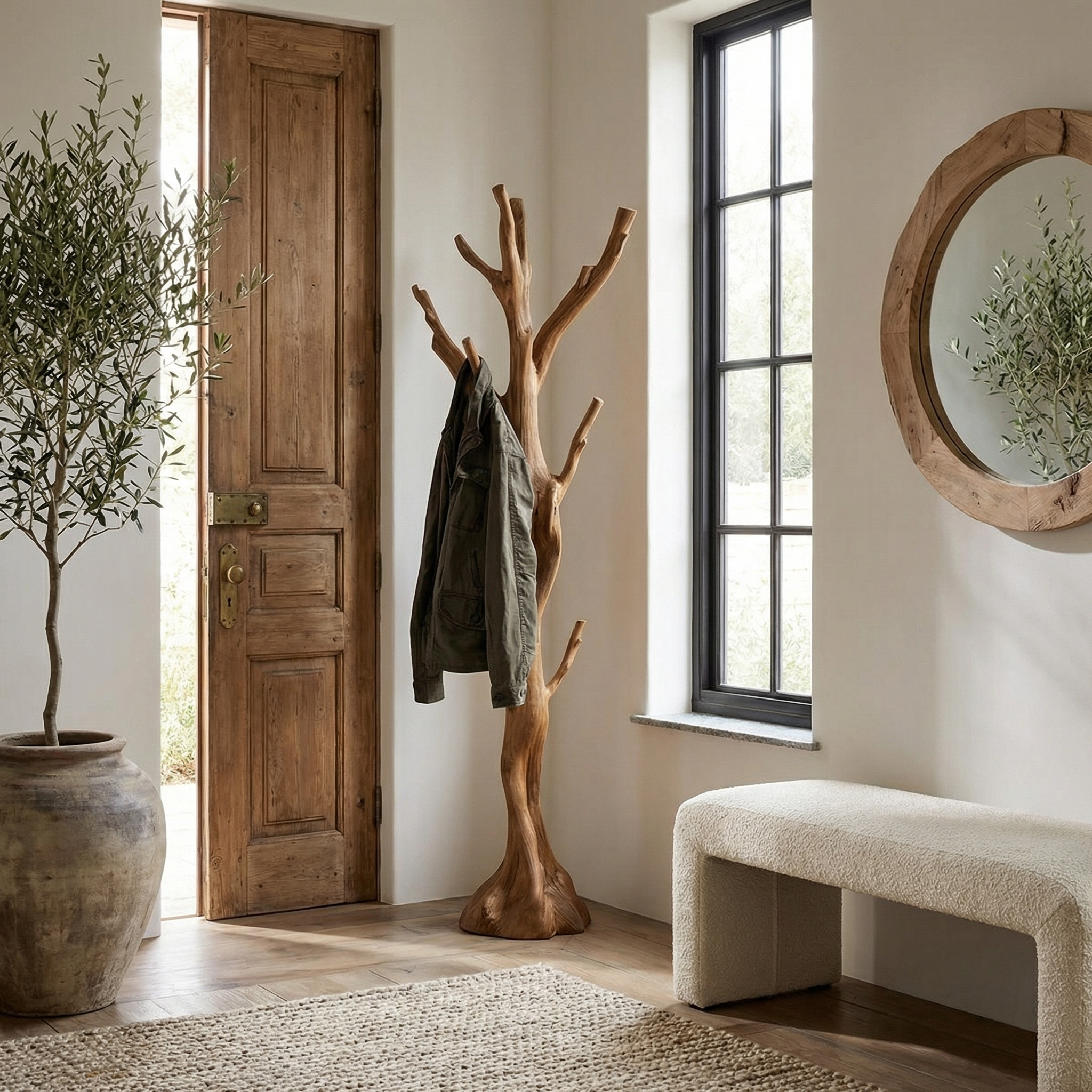 Rustic Tree Coat Rack Entryway Hallway SINLSATCR011