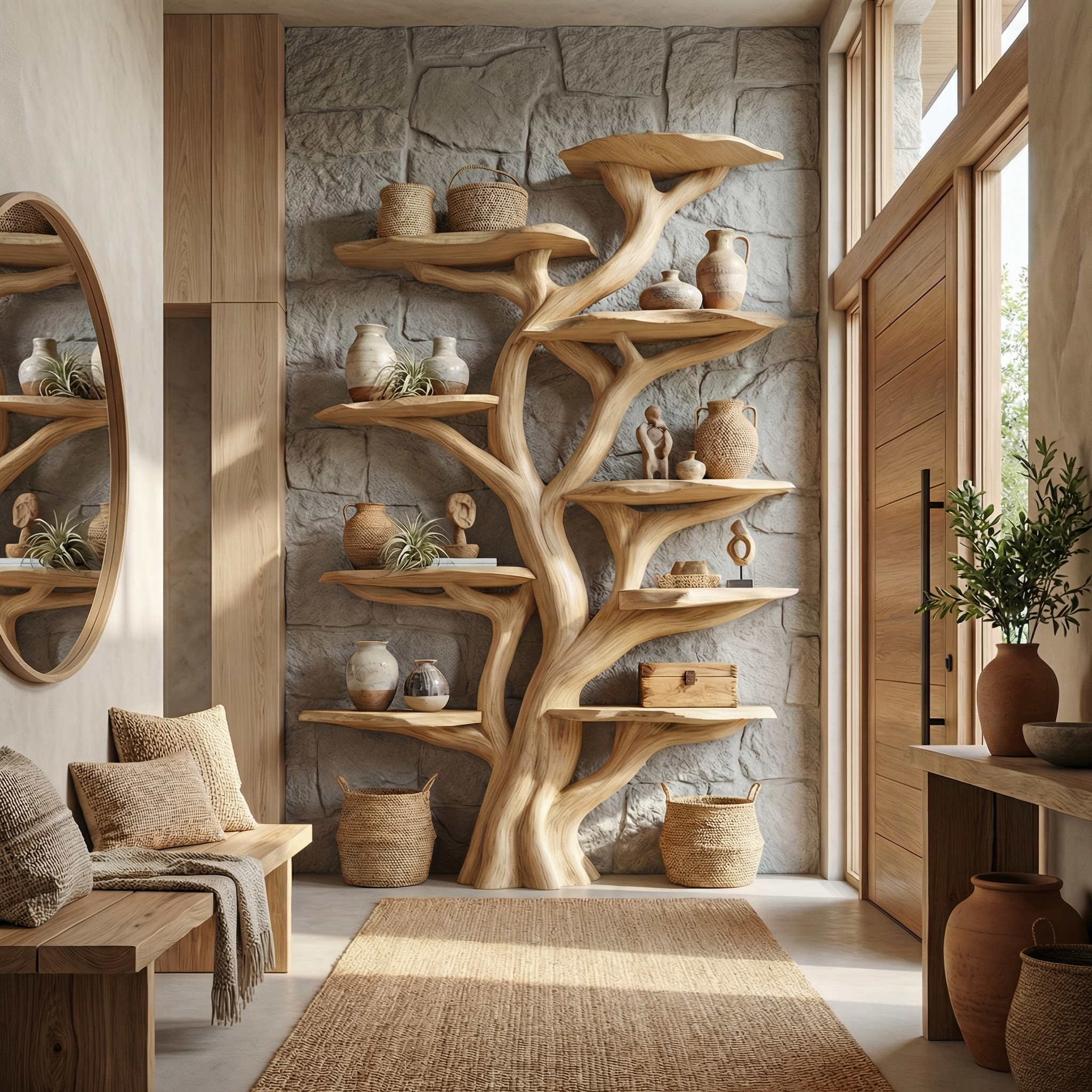 Wooden Tree Bookshelf Rustic Custom Display Gift SINLSATB192