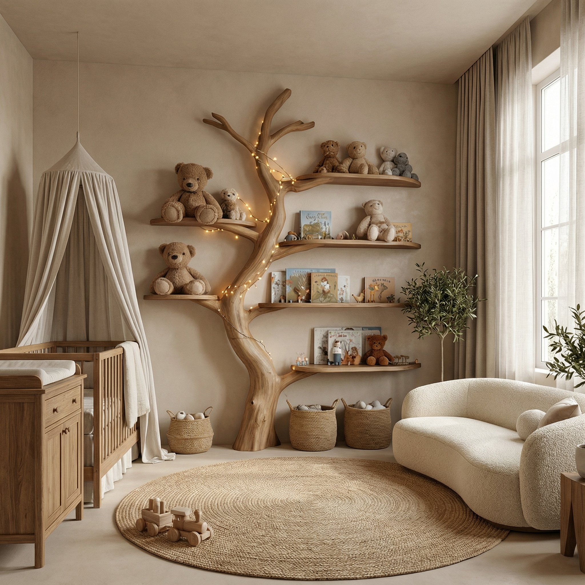 Midcentury Tree Bookcase Nursery Bedroom SINLSATB253