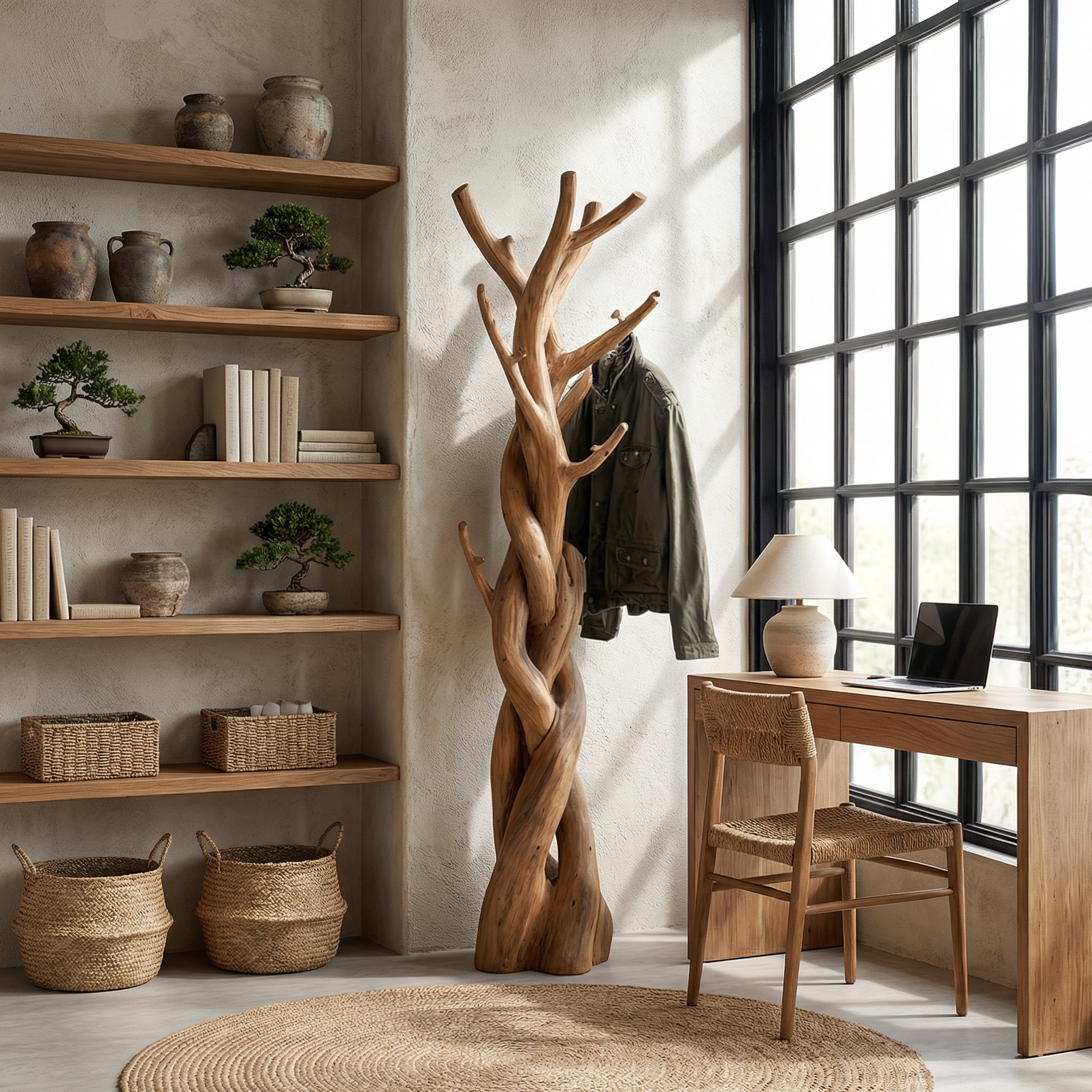 Rustic Tree Coat Rack Bedroom Closet SINLSATCR012